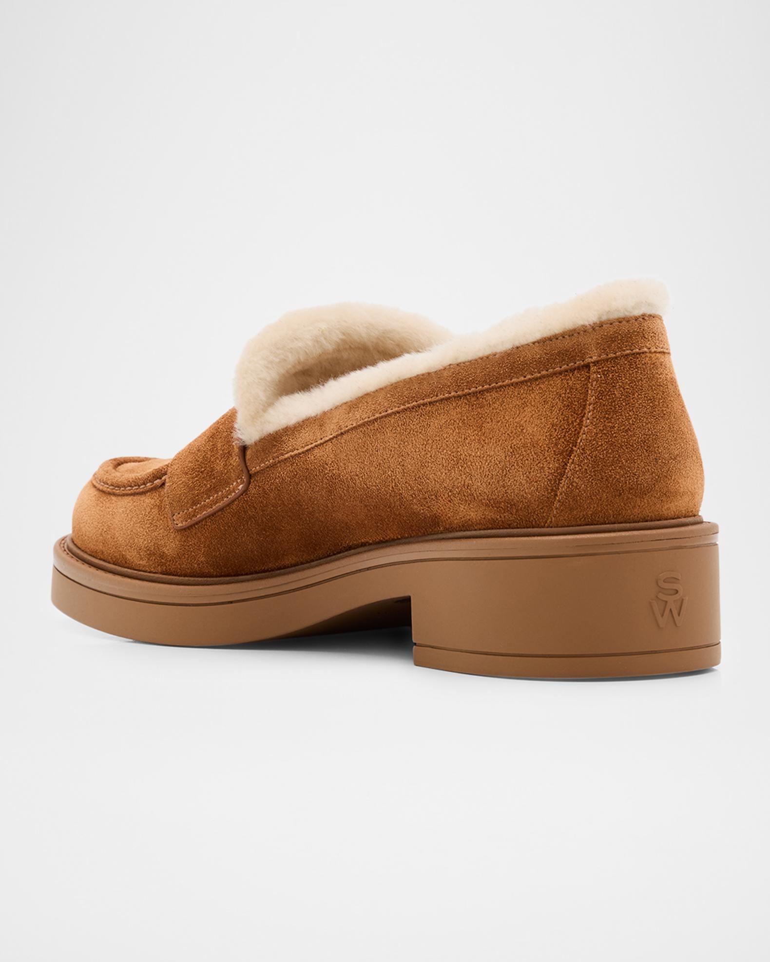 Stuart Weitzman Brown Suede Loafers with gem detail Stuart Weitzman Celia Lite Shearling-Lined Suede Penny  main image 3