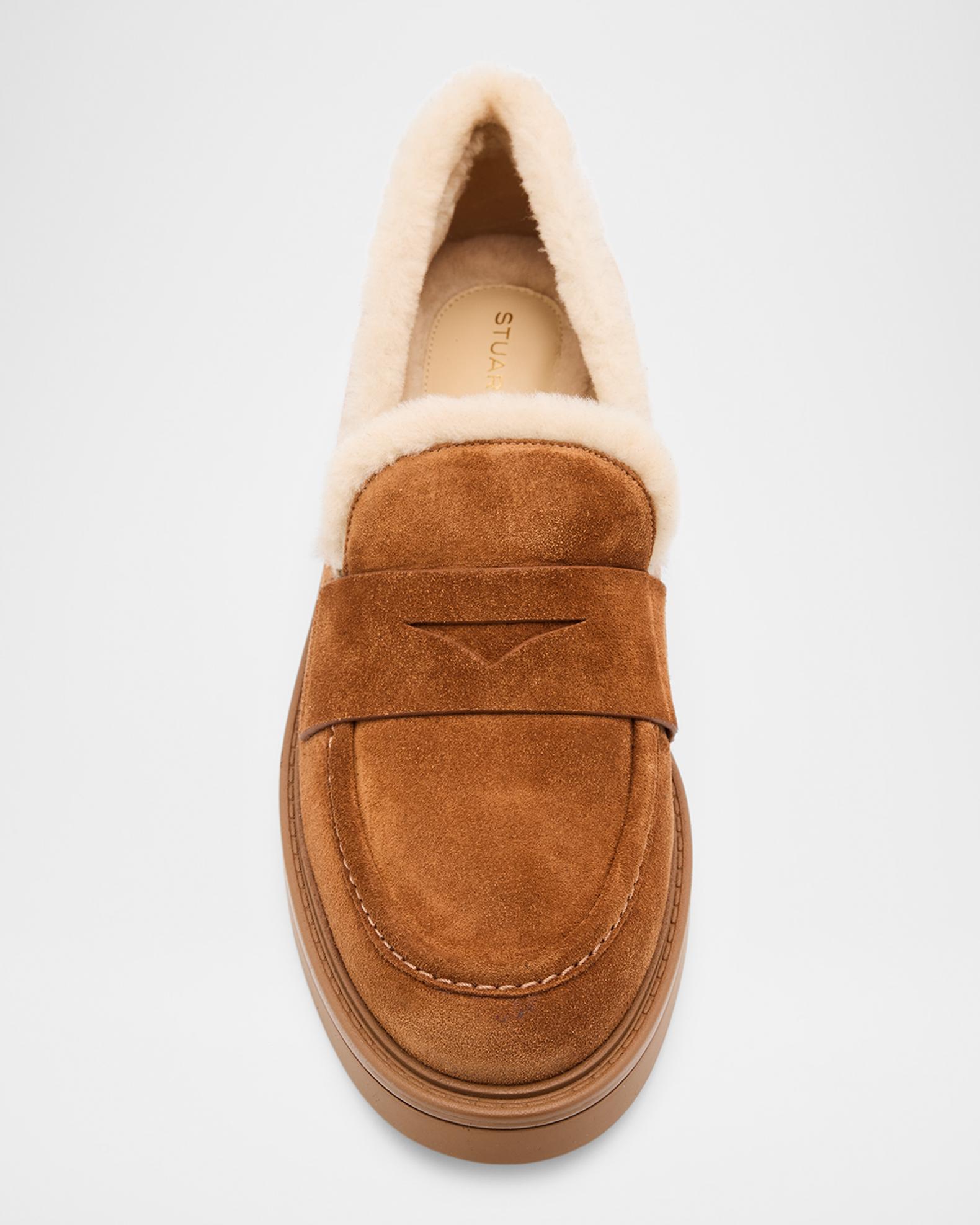 Stuart Weitzman Celia Lite Shearling-Lined Suede Penny 