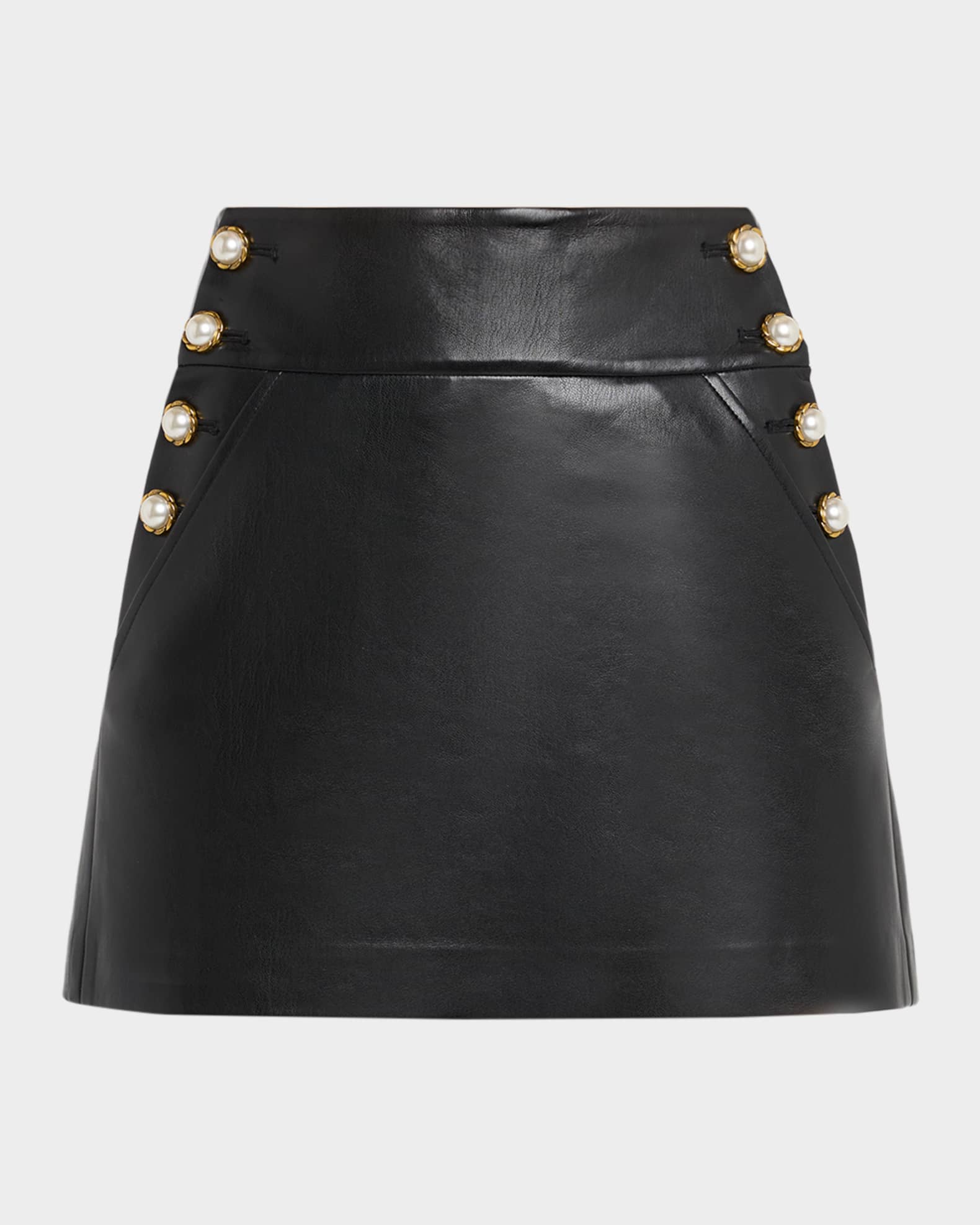 Alice + Olivia Donald Vegan Leather Mini Skirt | Neiman Marcus