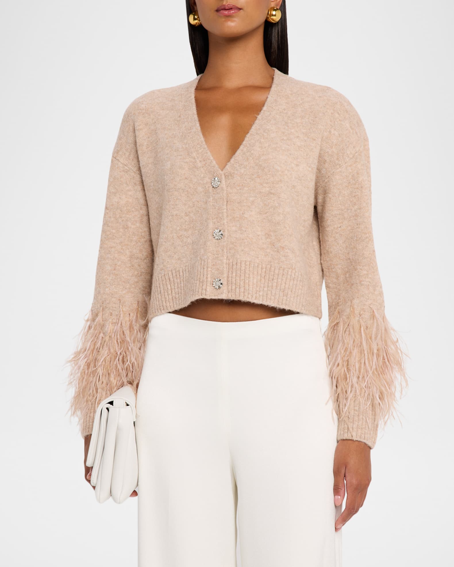 Lumignon ♥feather ribbon op + cardigan Lumignon feather ribbon op cardiganブルー F feather ribbon