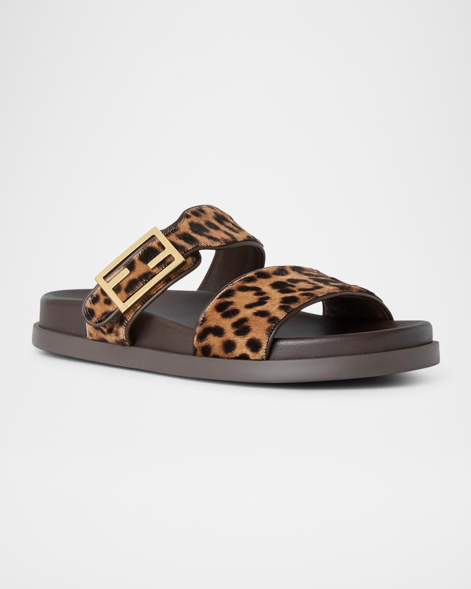 Fendi Fendi Feel Leopard Calf Hair Slide Sandals | Neiman Marcus