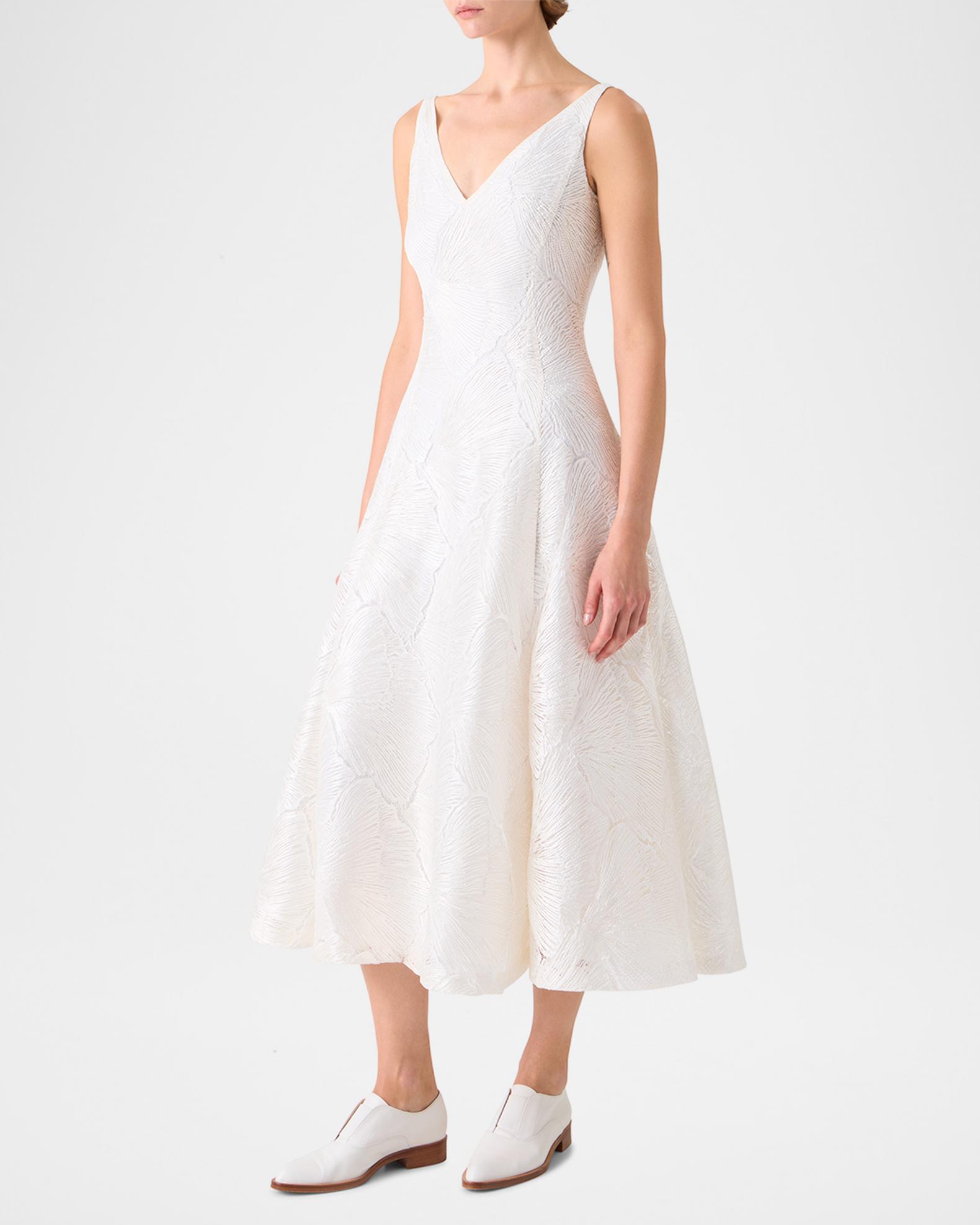 Akris Lacquered Sea Faille Sleeveless Midi Dress | Neiman Marcus