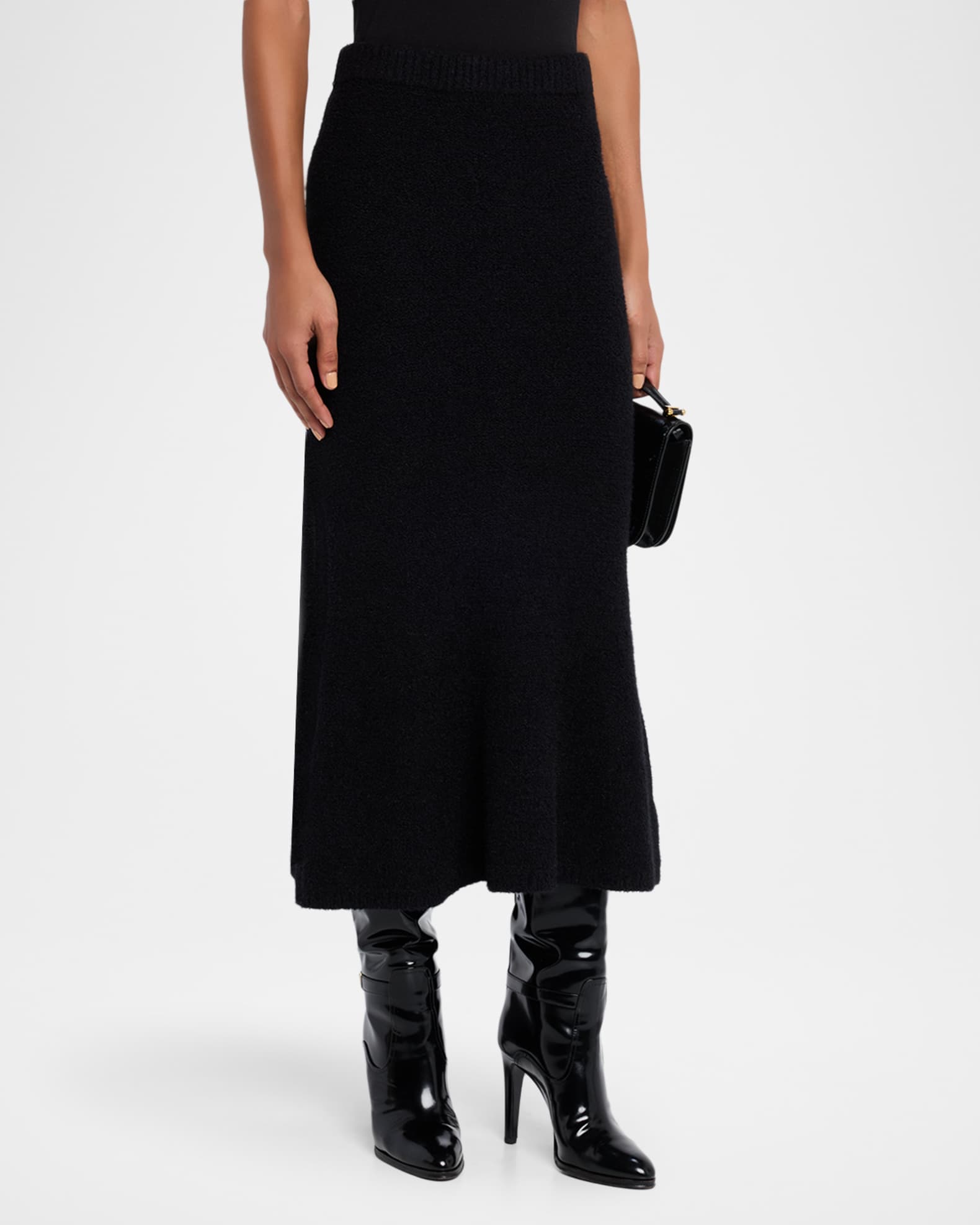 L'Agence Salem Knit Flare Midi Skirt | Neiman Marcus
