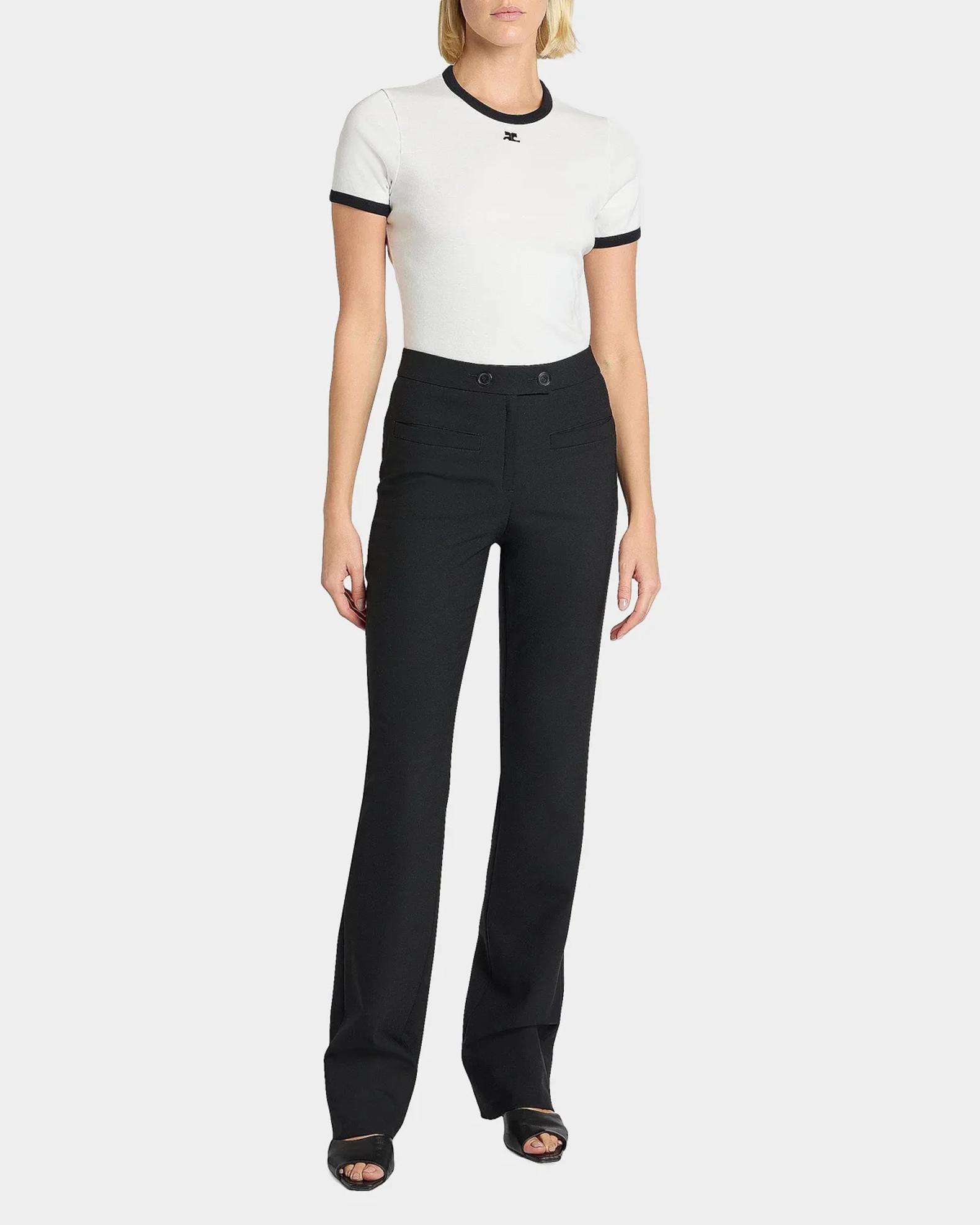 Courreges Contrast Trim Short-Sleeve T-Shirt | Neiman Marcus
