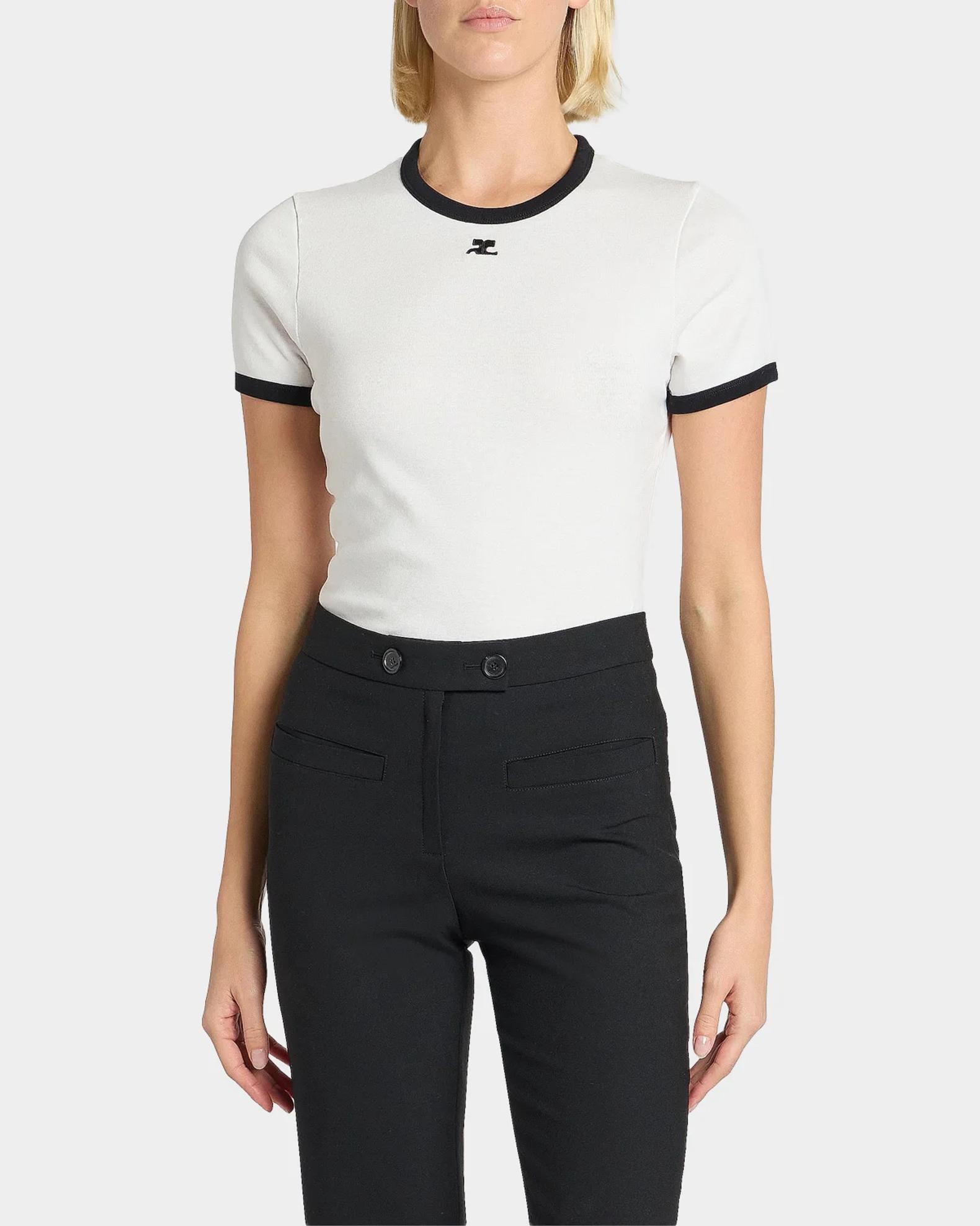 COURREGES/クレージュmain CHOCKER CONTRAST TOP Courreges Contrast Trim Short-Sleeve T-Shirt | Neiman Marcus