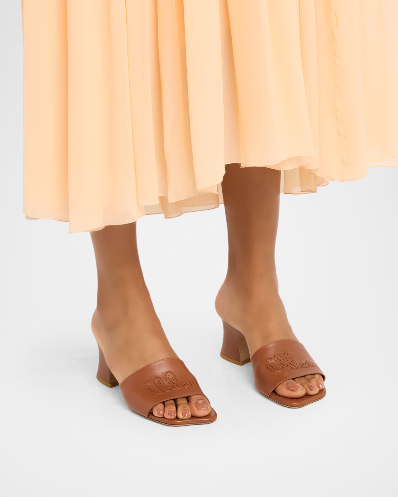 Chloe 55mm Soleil Block-Heel Mules | Neiman Marcus