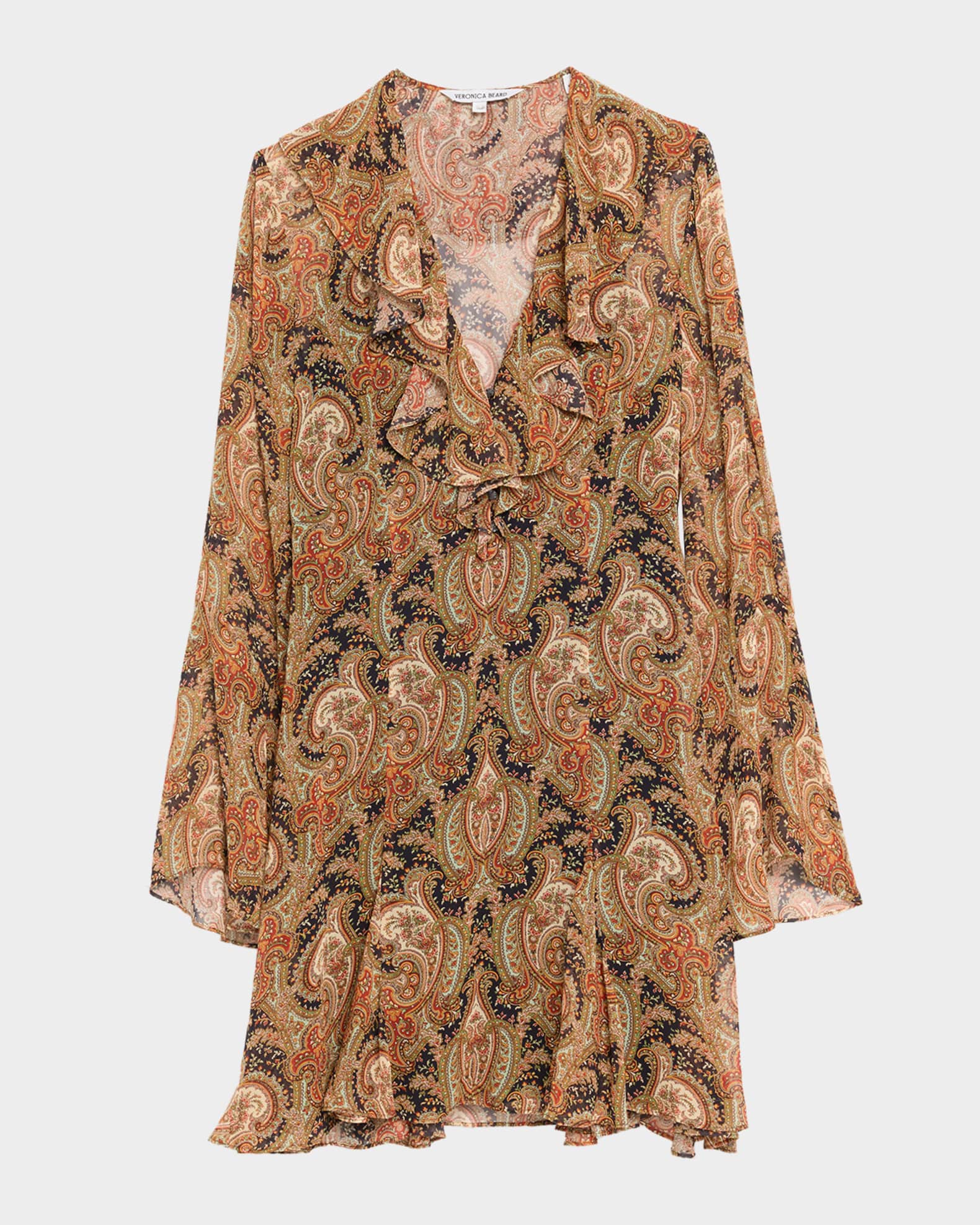 Veronica Beard Adrienne Silk Bell-Sleeve Mini Dress | Neiman Marcus