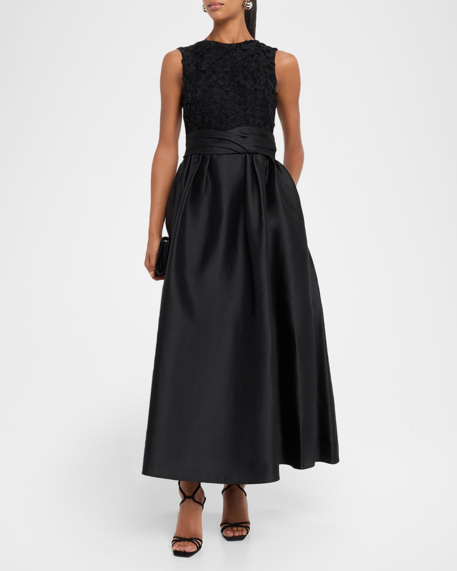 dress with long flared sleeves Pleated Long A-Line Formal Dress with Bell Sleeves Red / 8 main image 0