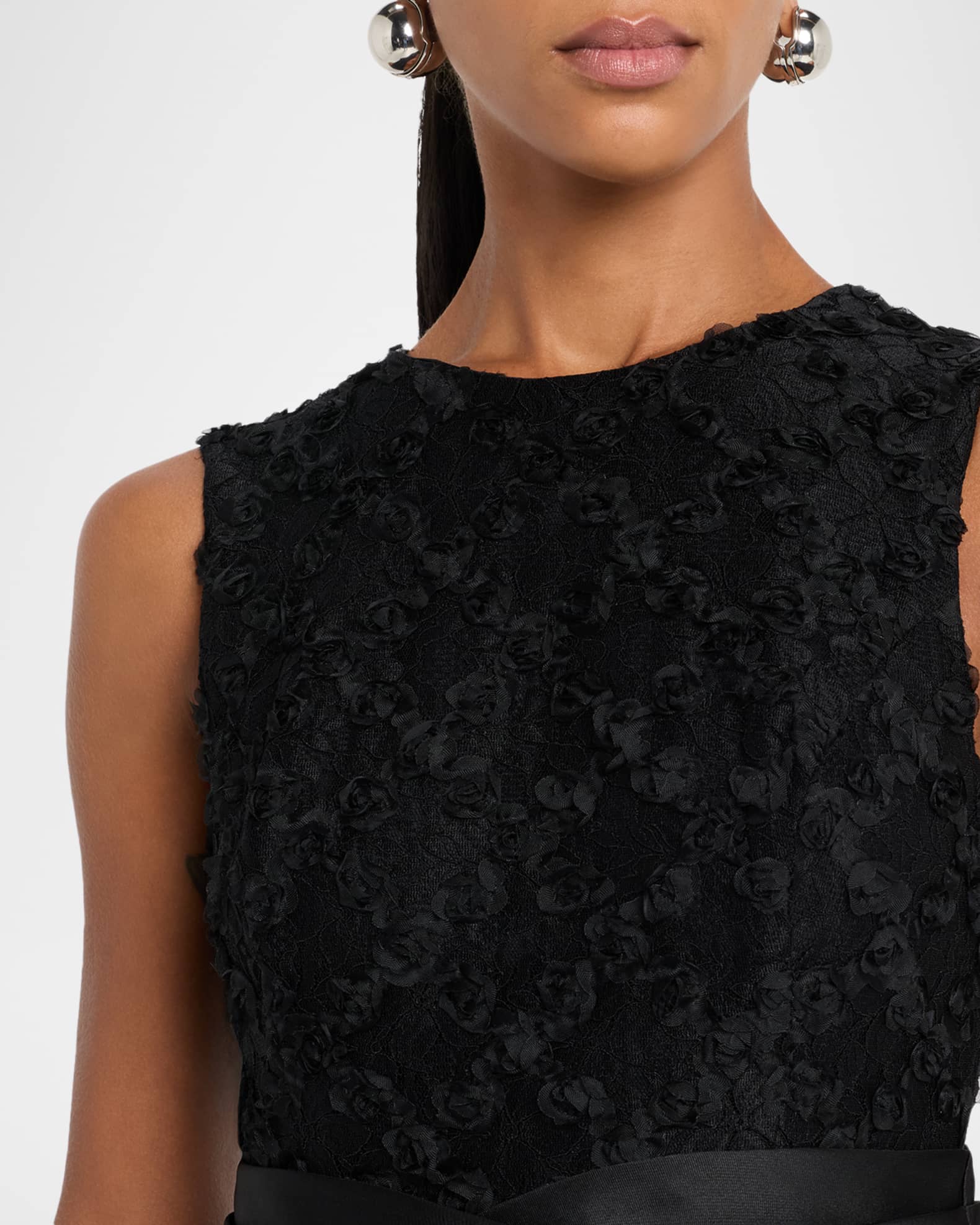 Shoshanna Beth Pleated Mikado & Mesh Maxi Dress | Neiman Marcus