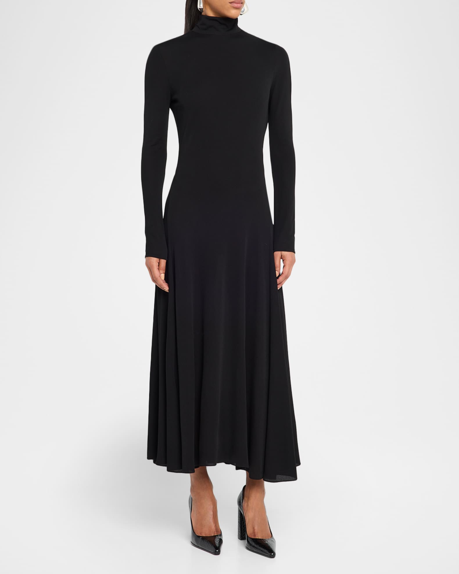 Alaa Viscose Long Heart Dress - Black