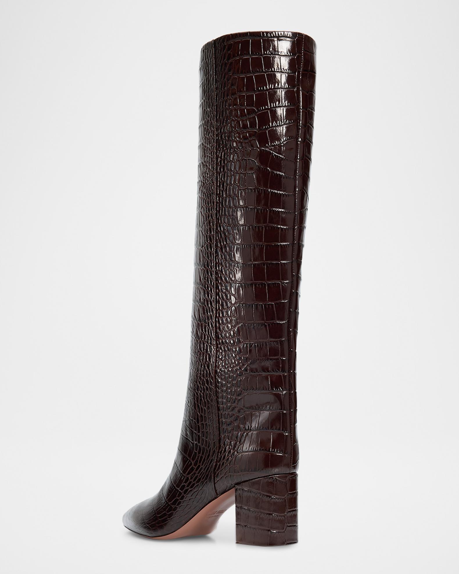 Paris Texas 70mm Anja Croc-Embossed Leather Knee-High Boots