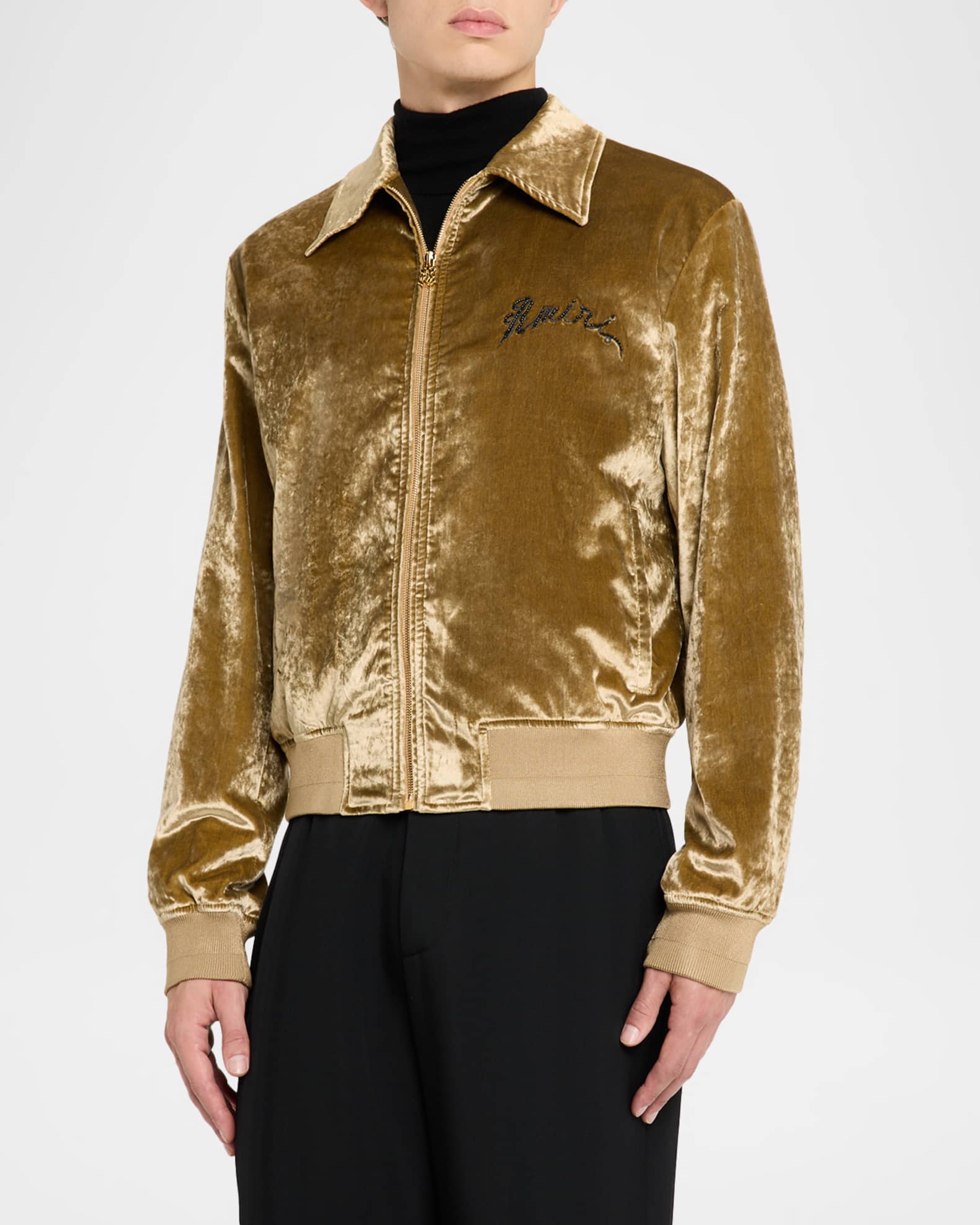 Amiri Men's Dragon Embroidered Velvet Bomber Jacket | Neiman Marcus