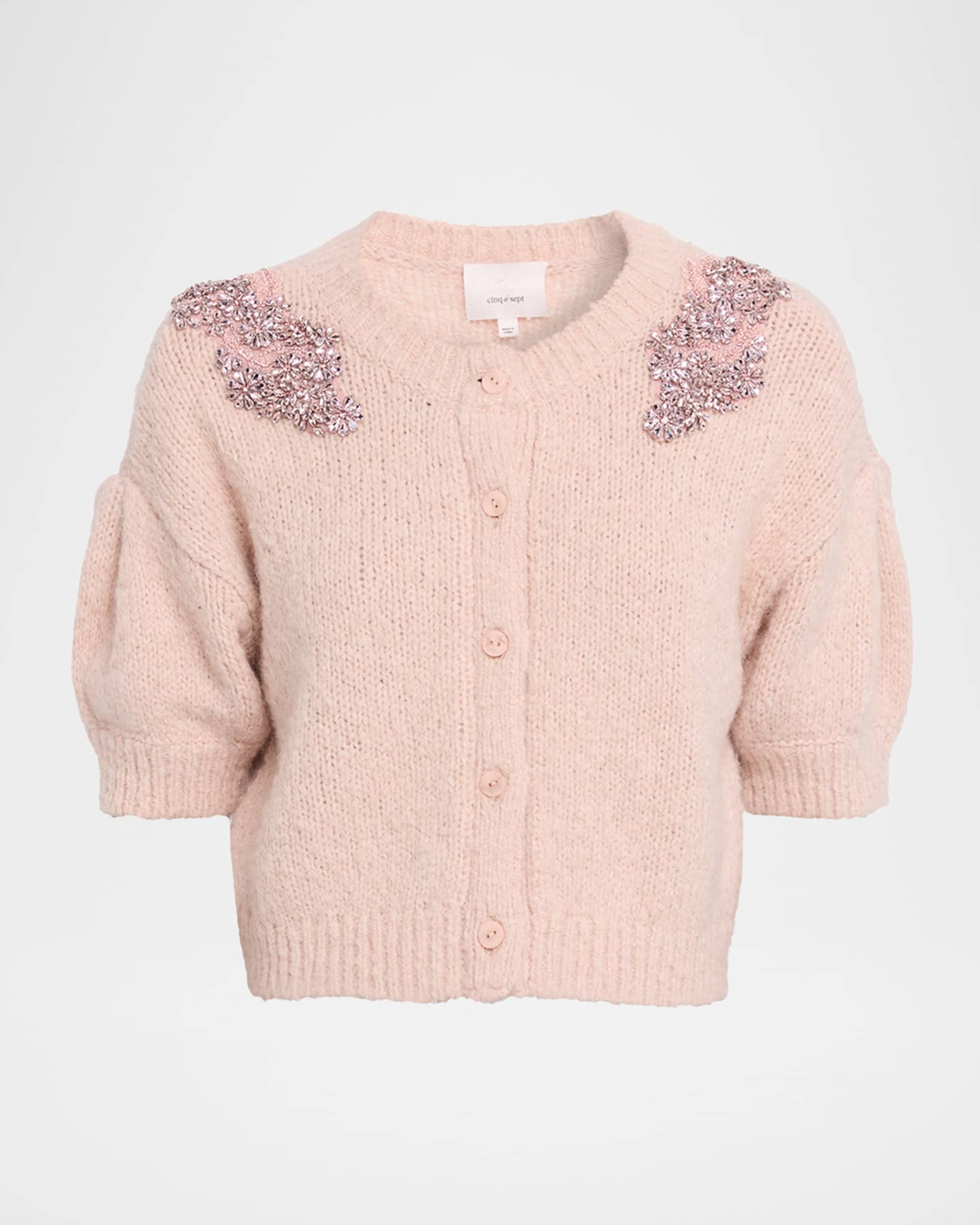 Cinq a Sept Millicent Embellished Short-Sleeve Cardigan Neiman