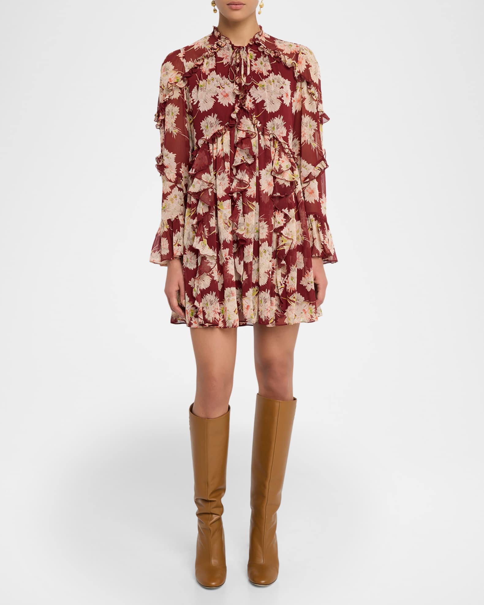 Mae Long-Sleeve Bouquet Albani Mini Dress