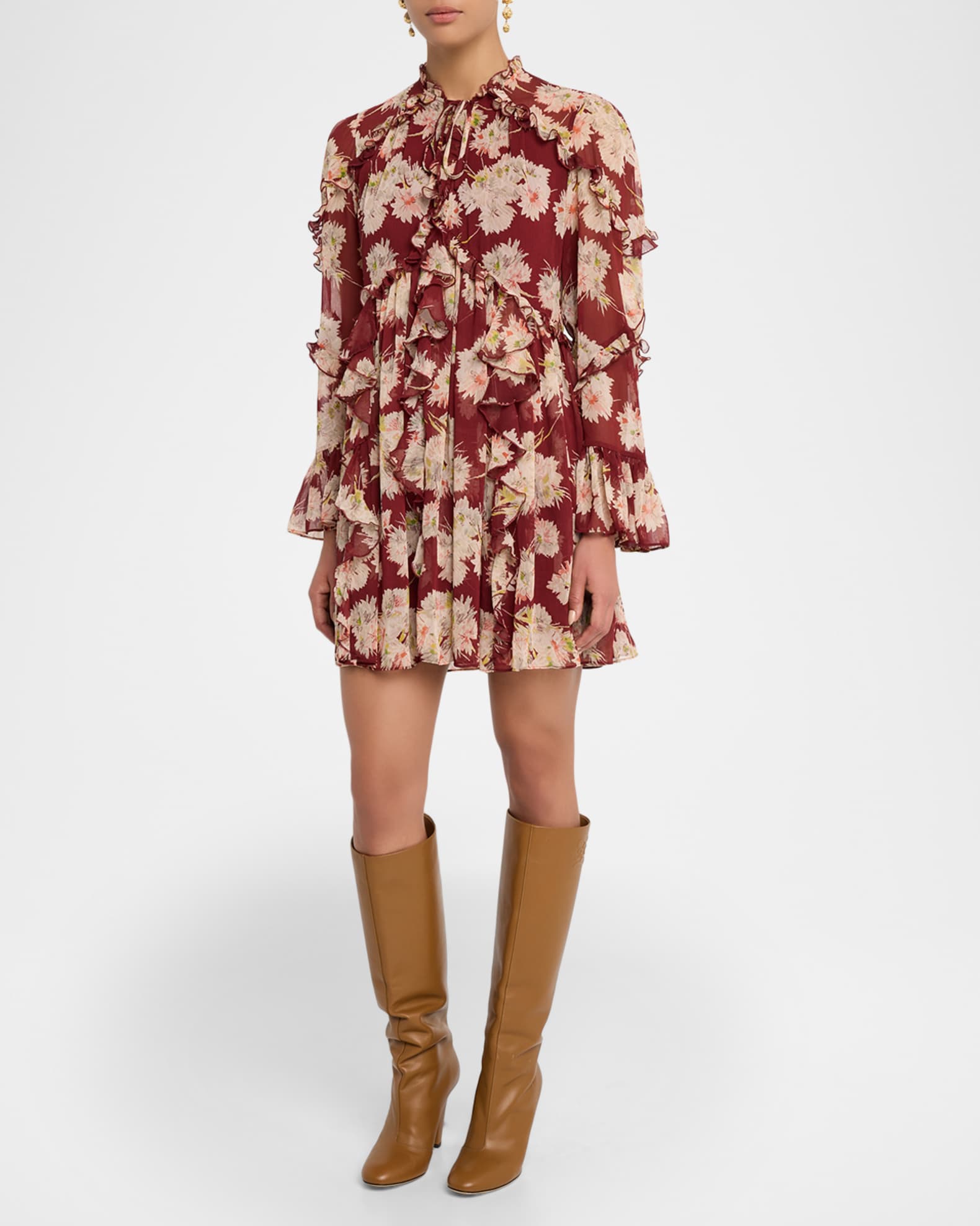 Mae Long-Sleeve Bouquet Albani Mini Dress