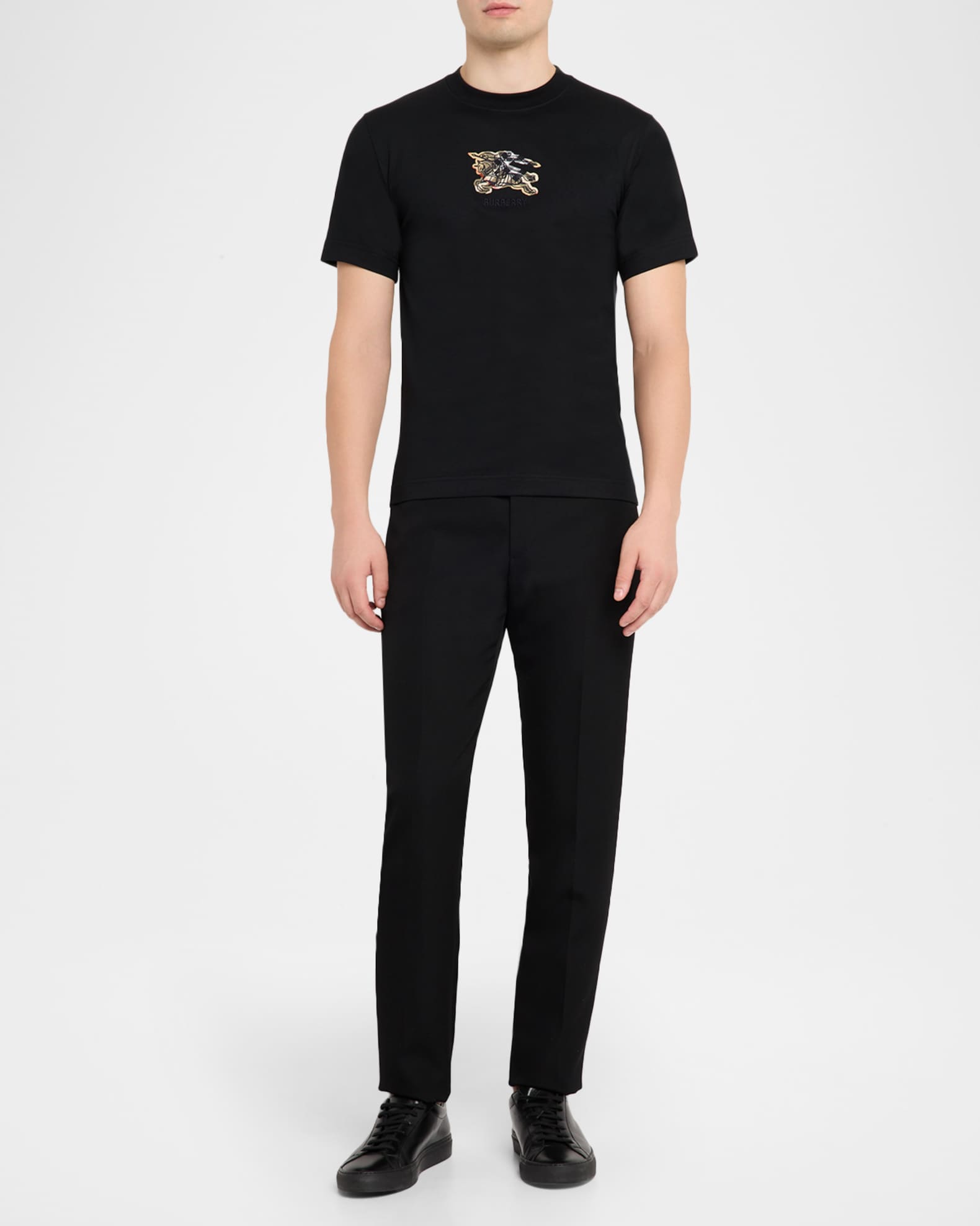 Burberry Men's Embroidered EKD Check Logo Slim-Fit Cotton T