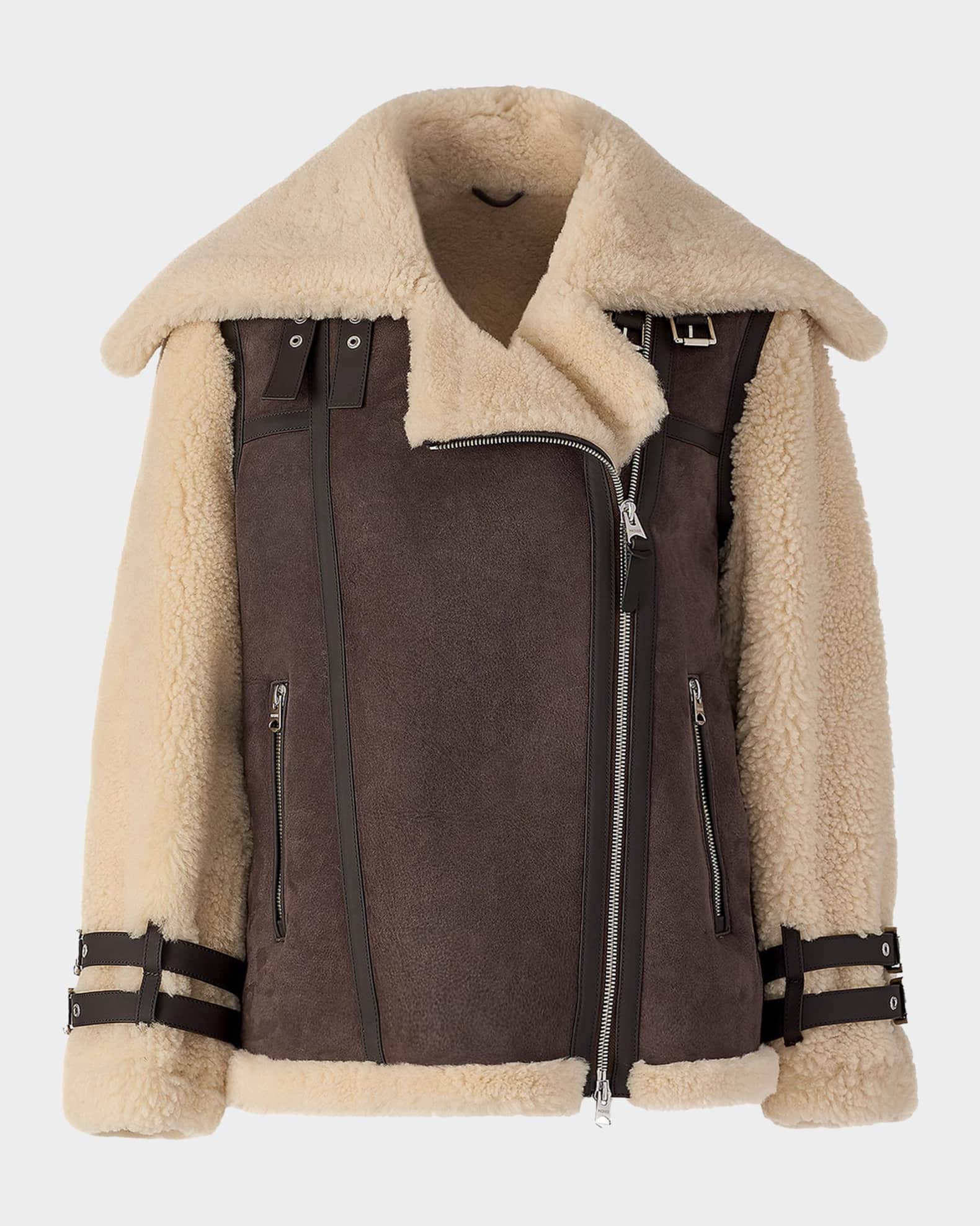 Mackage Rhoslyn Suede & Shearling Moto Jacket | Neiman Marcus