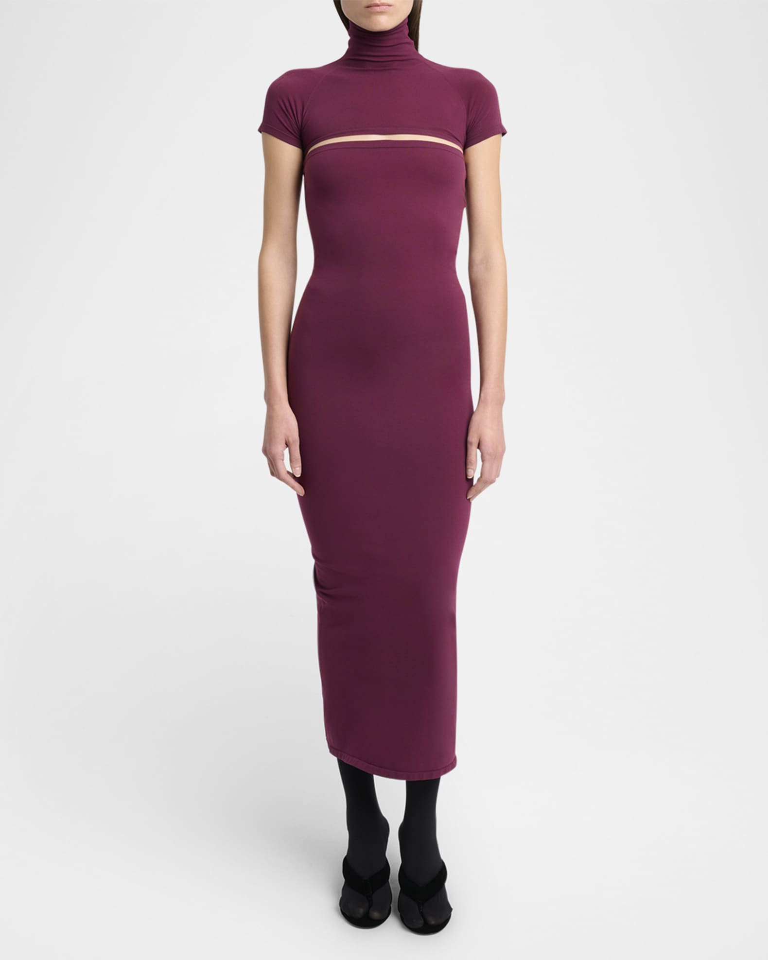 Alaa-Fitted Knit Cut-Out Dress Dresses Bordeaux-Dresses