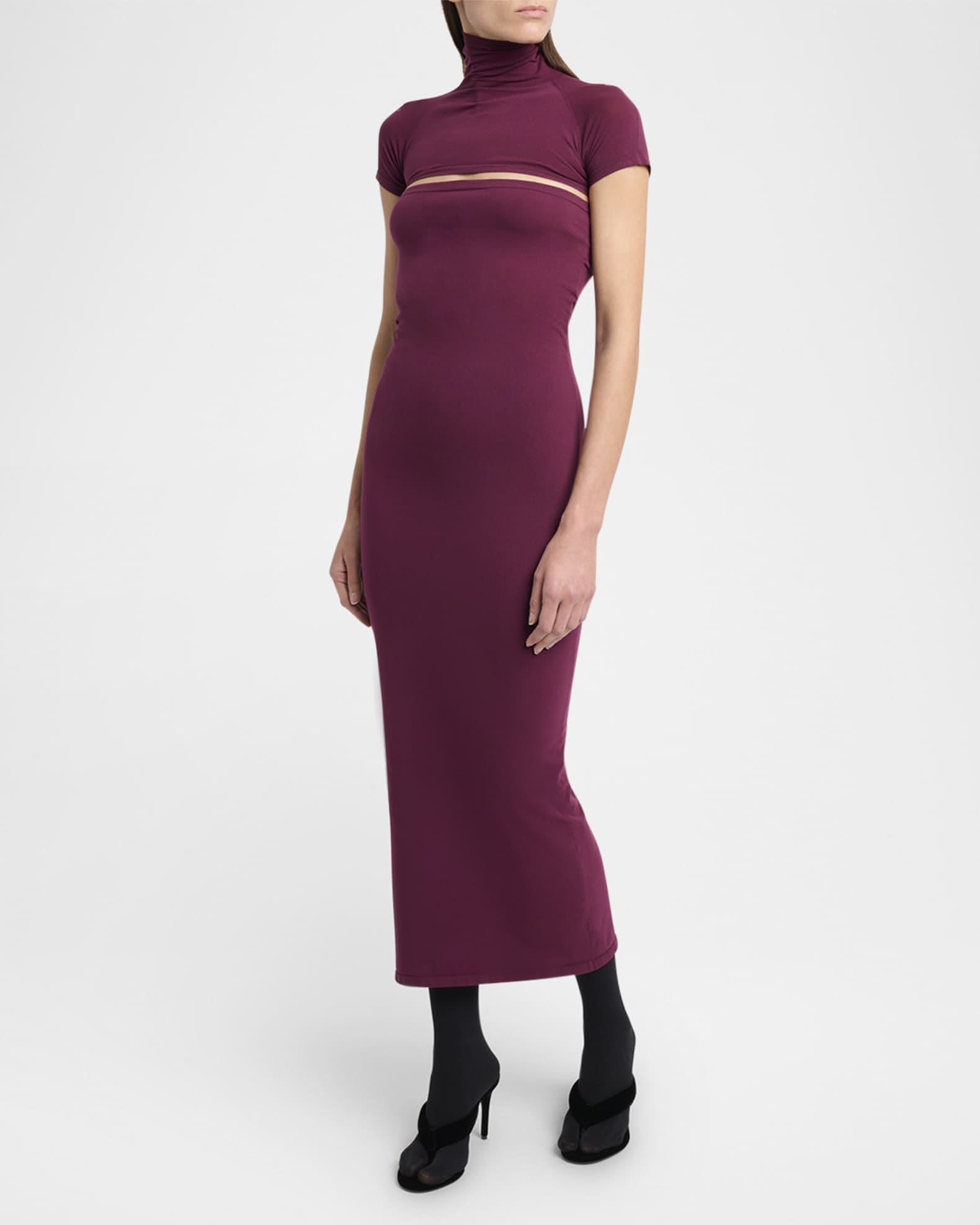 knee length dresses for ladies JADE KNIT CUT OUT MIDI DRESS – PatBO main image 1