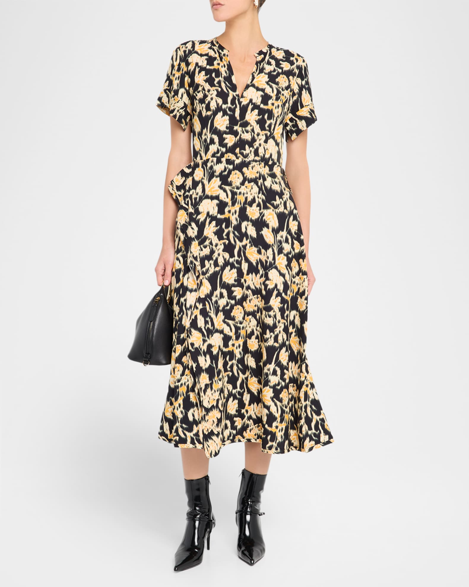 Nadya Short-Sleeve Floral Midi Dress