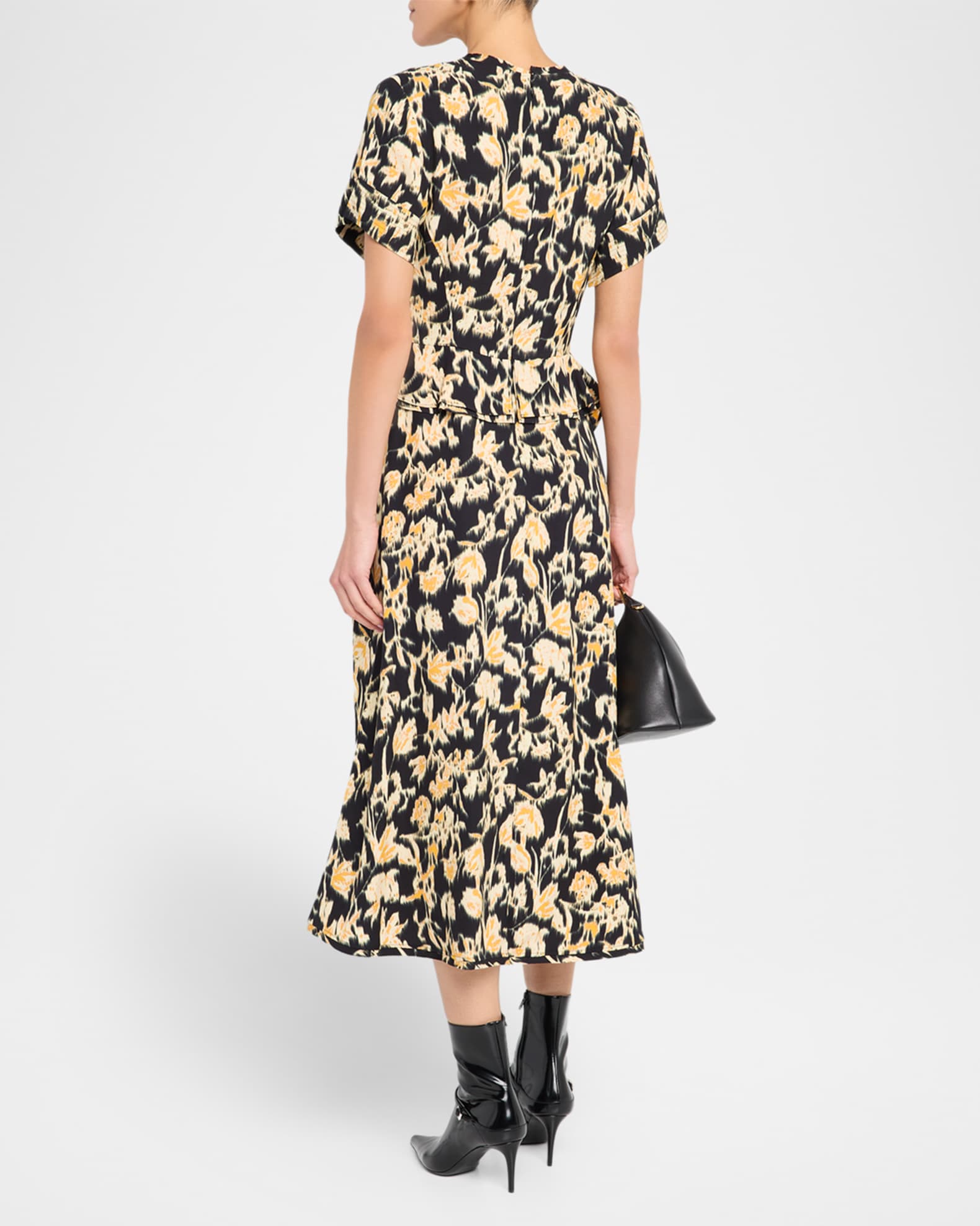 Nadya Short-Sleeve Floral Midi Dress