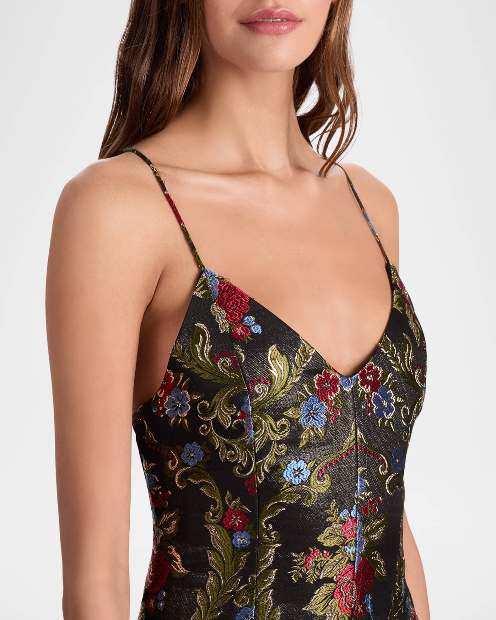 ALICE + OLIVIA Tayla Floral Jacquard Structured Mini Dress | Neiman Marcus