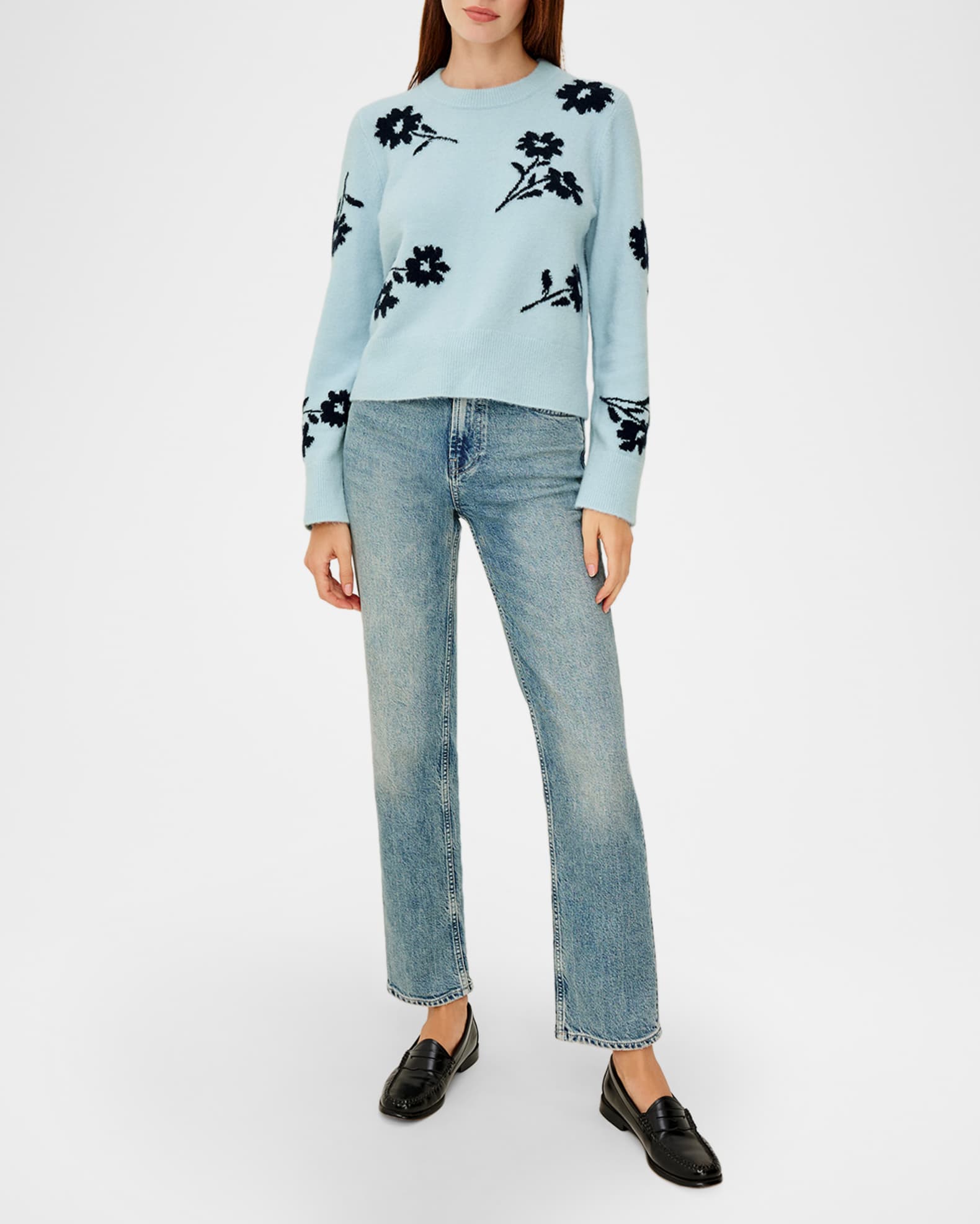 希少＊LAUREN RALPH LAUREN ニット SP ブルー　花　刺繍 Rails Anise Floral Crewneck Sweater | Neiman Marcus