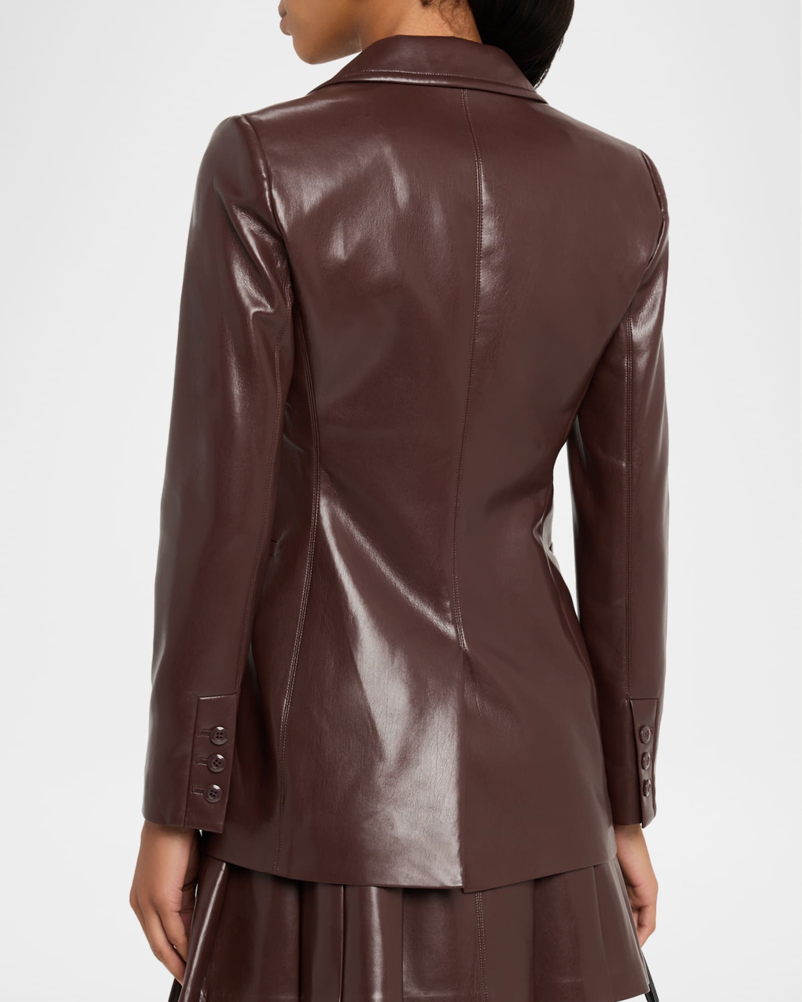 ALICE + OLIVIA Breann Vegan Leather Longline Blazer | Neiman Marcus