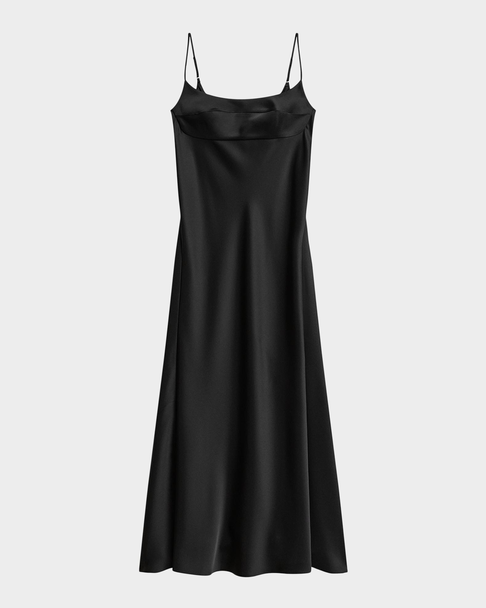 theory satin dress Black Twist Bodice Dress in Satin | Women's Satin Dress