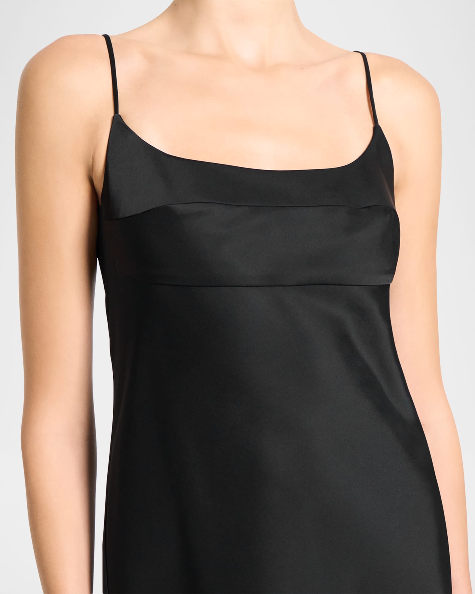 theory satin slip dress Theory Women's Satin Sculpted Slip Maxi Dress - Black