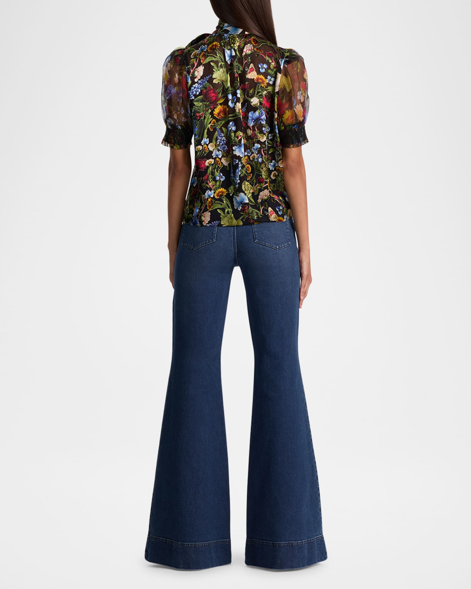 Brentley Floral Puff-Sleeve Blouse