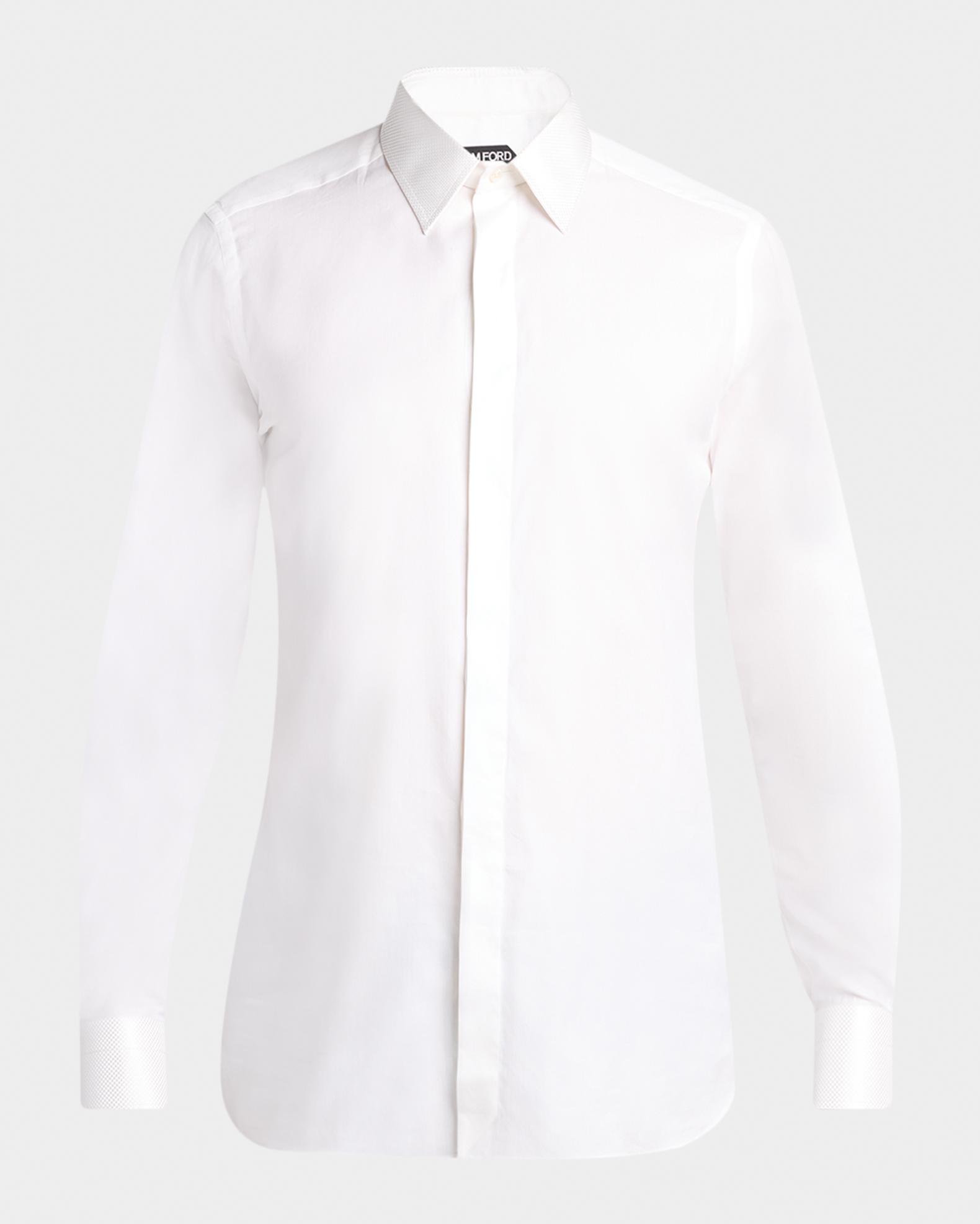TOM FORD Men's Cotton and Silk Jacquard-Trim Dress Shirt | Neiman