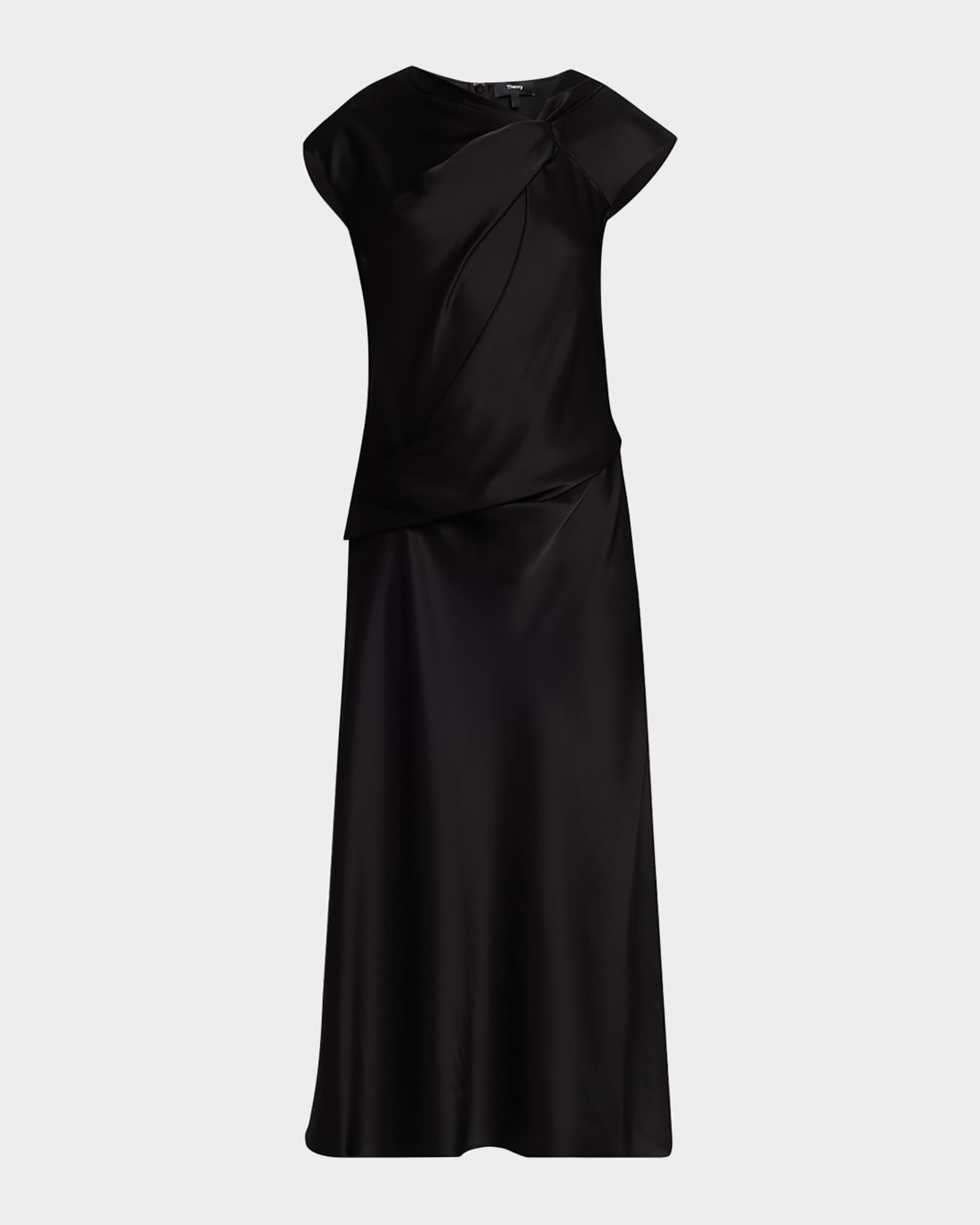 Theory Satin Twist Bodice Dress | Neiman Marcus