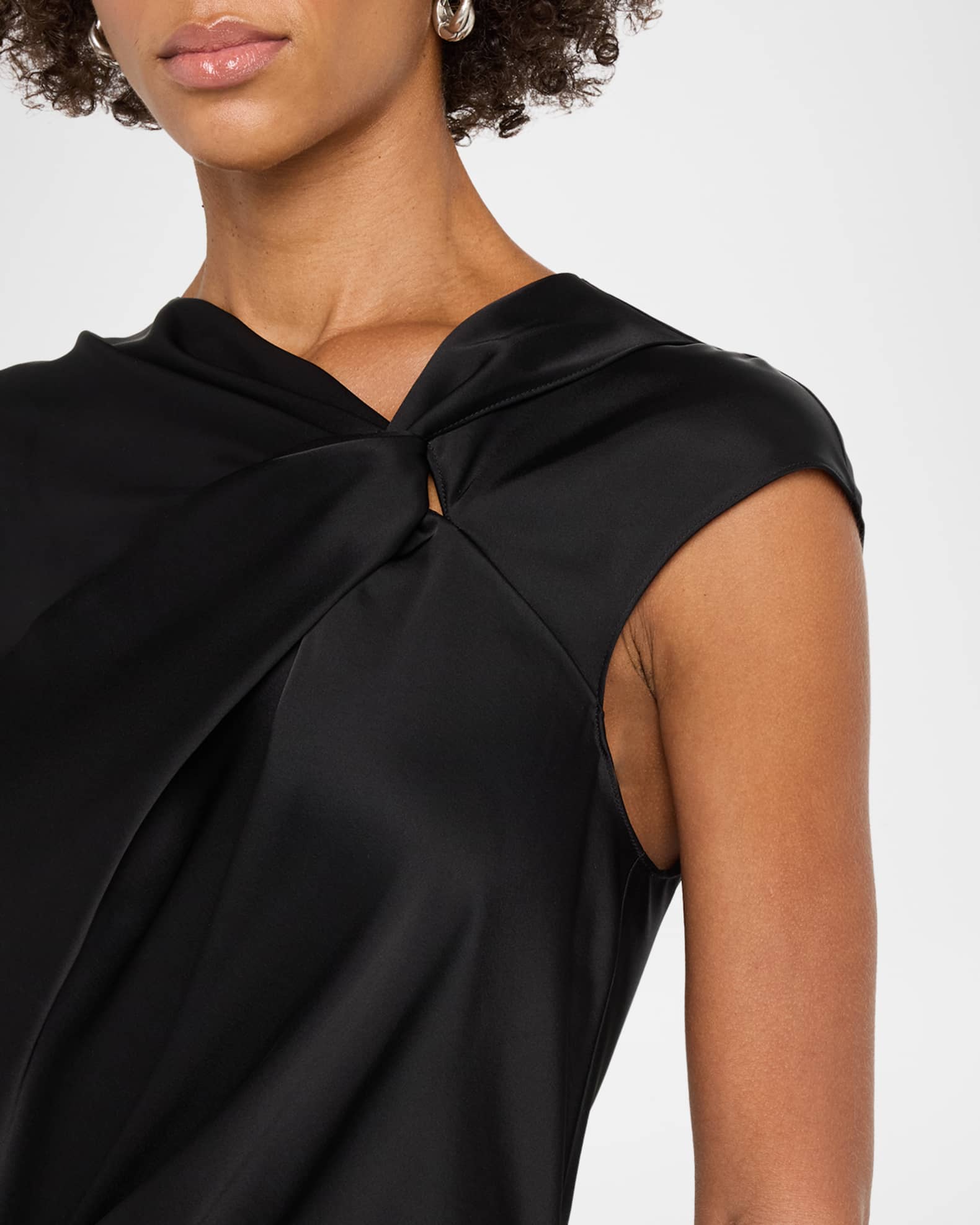 Theory Satin Twist Bodice Dress | Neiman Marcus