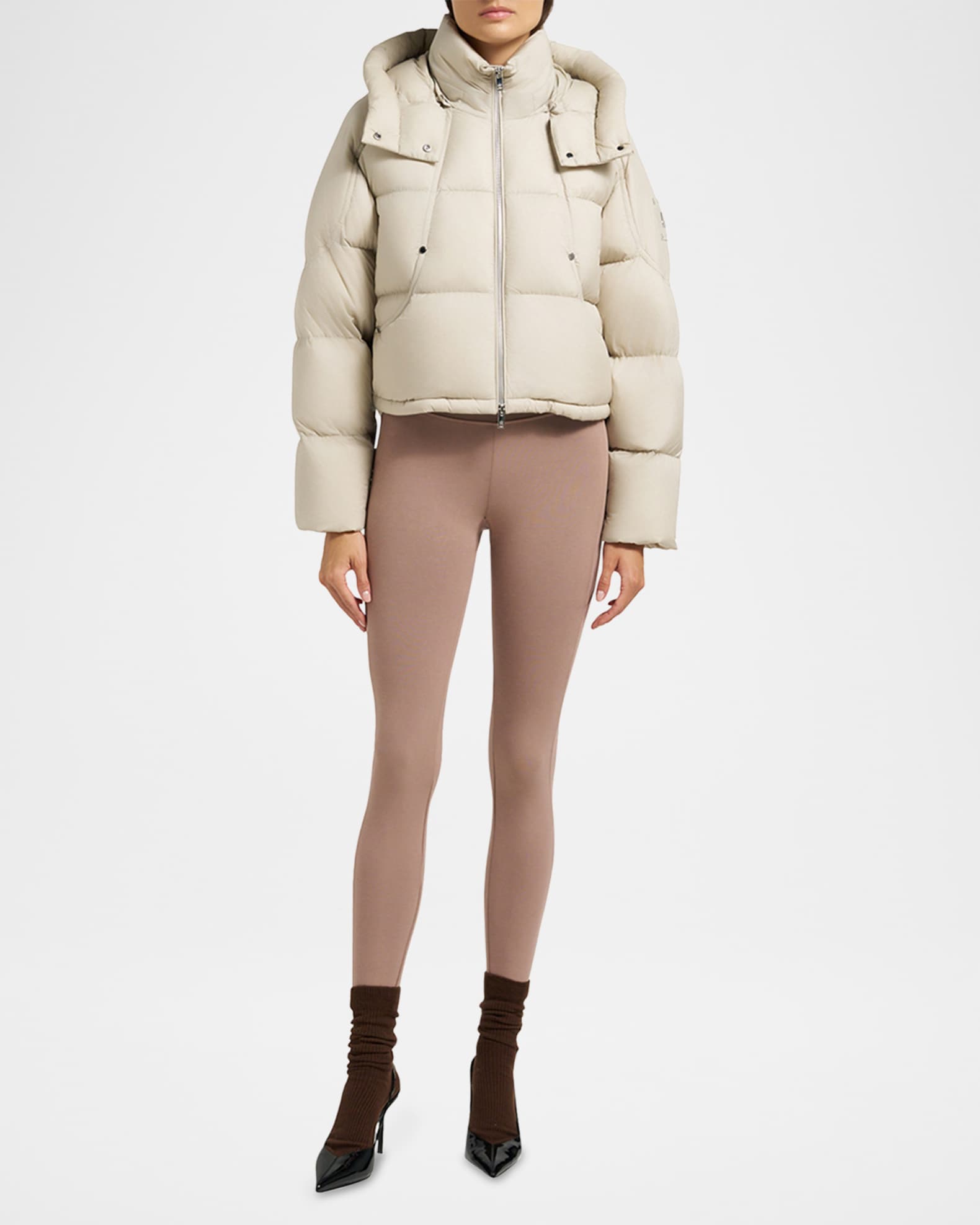 Moose Knuckles Akai Cropped Down Puffer Jacket with Detachable