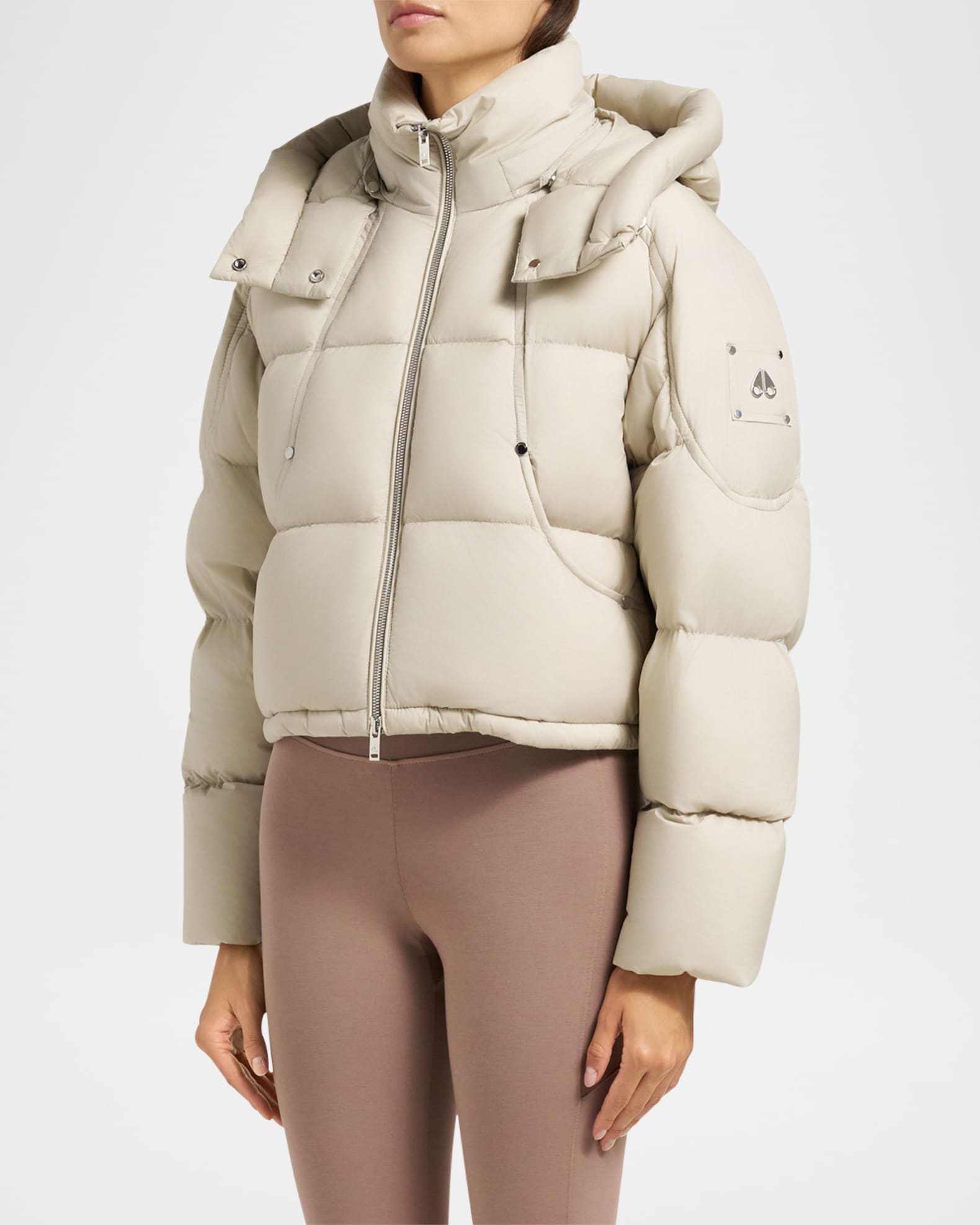 Moose Knuckles Akai Cropped Down Puffer Jacket with Detachable