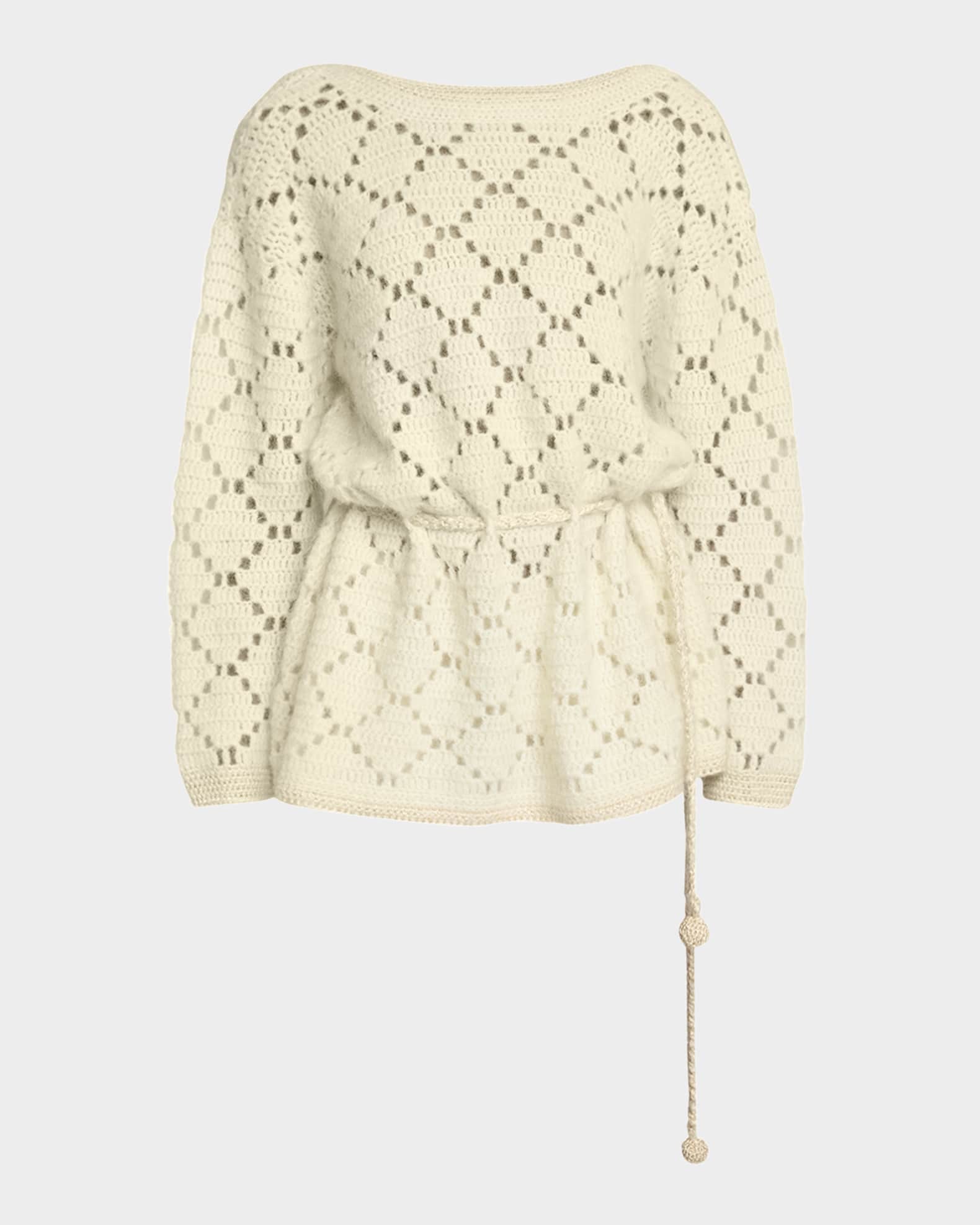 Isabel Marant Merida Belted Pointelle Knit Mini Sweater Dress
