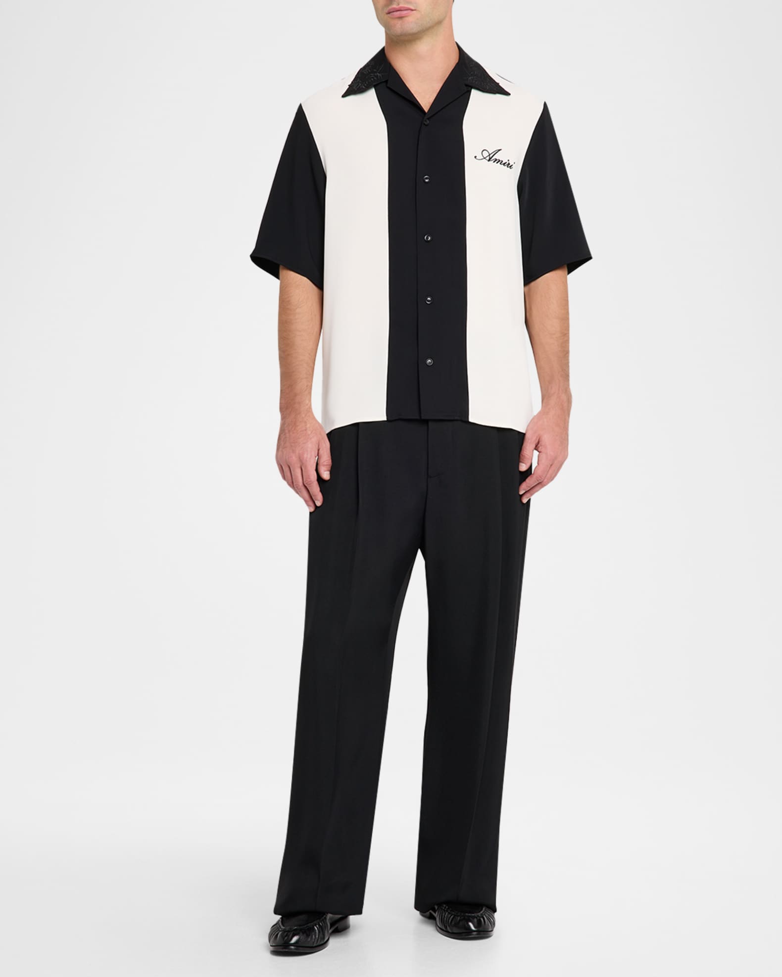 Amiri Men's Floral-Collar Oversized Camp Shirt | Neiman Marcus