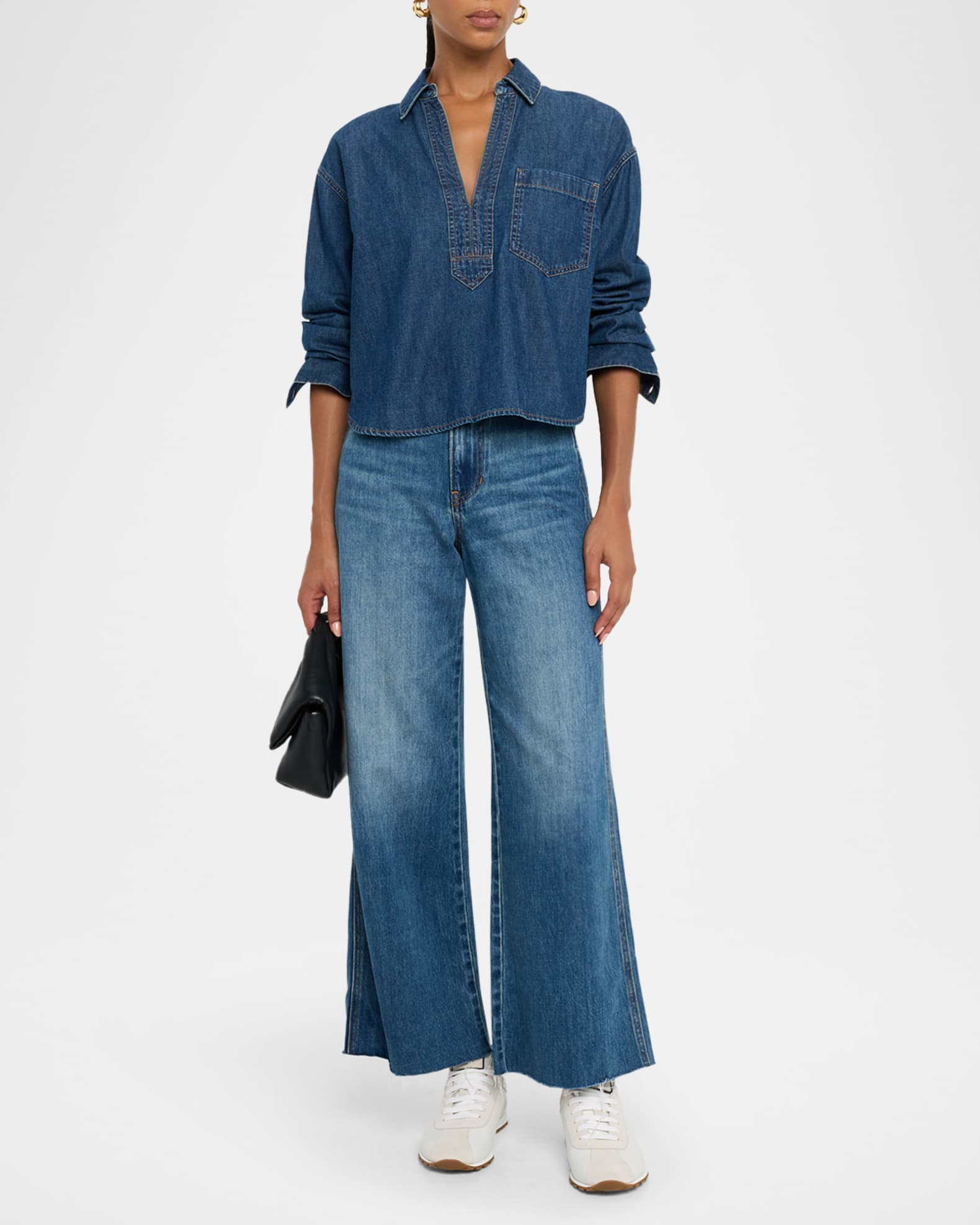 Khai Denim Popover Top