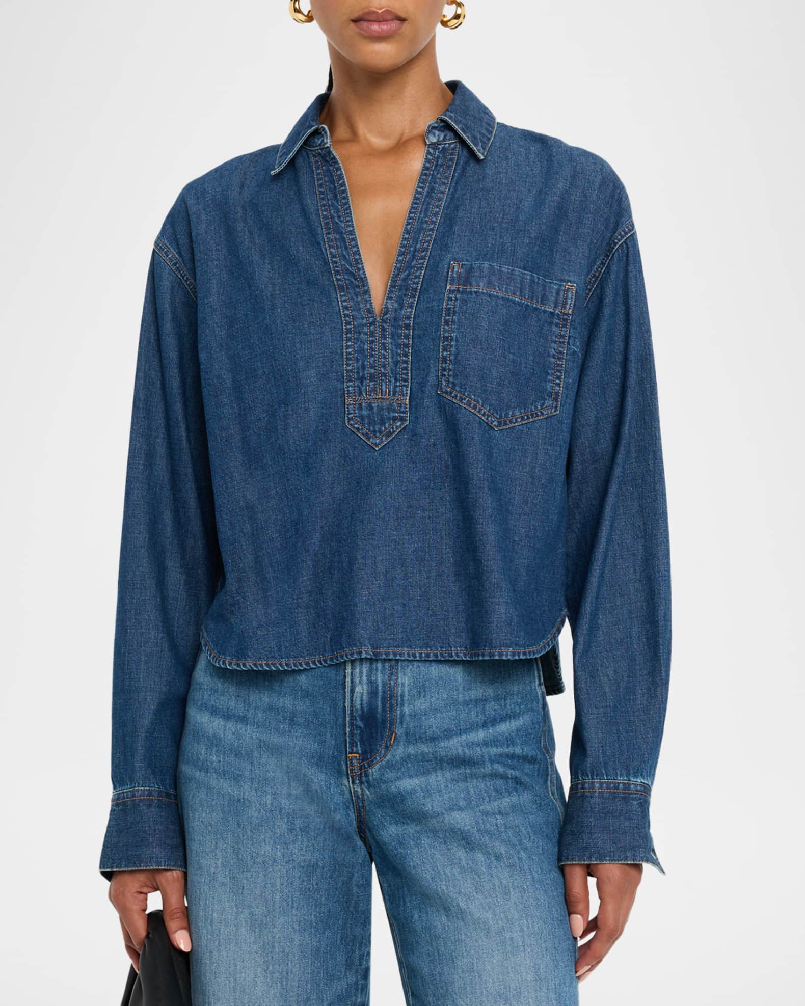 Khai Denim Popover Top