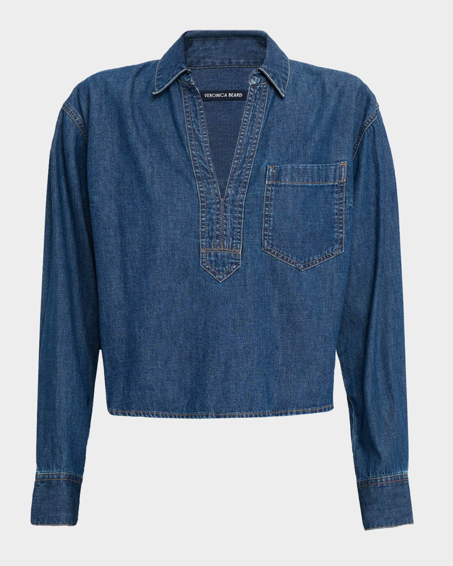 Veronica Beard Khai Denim Popover Top | Neiman Marcus