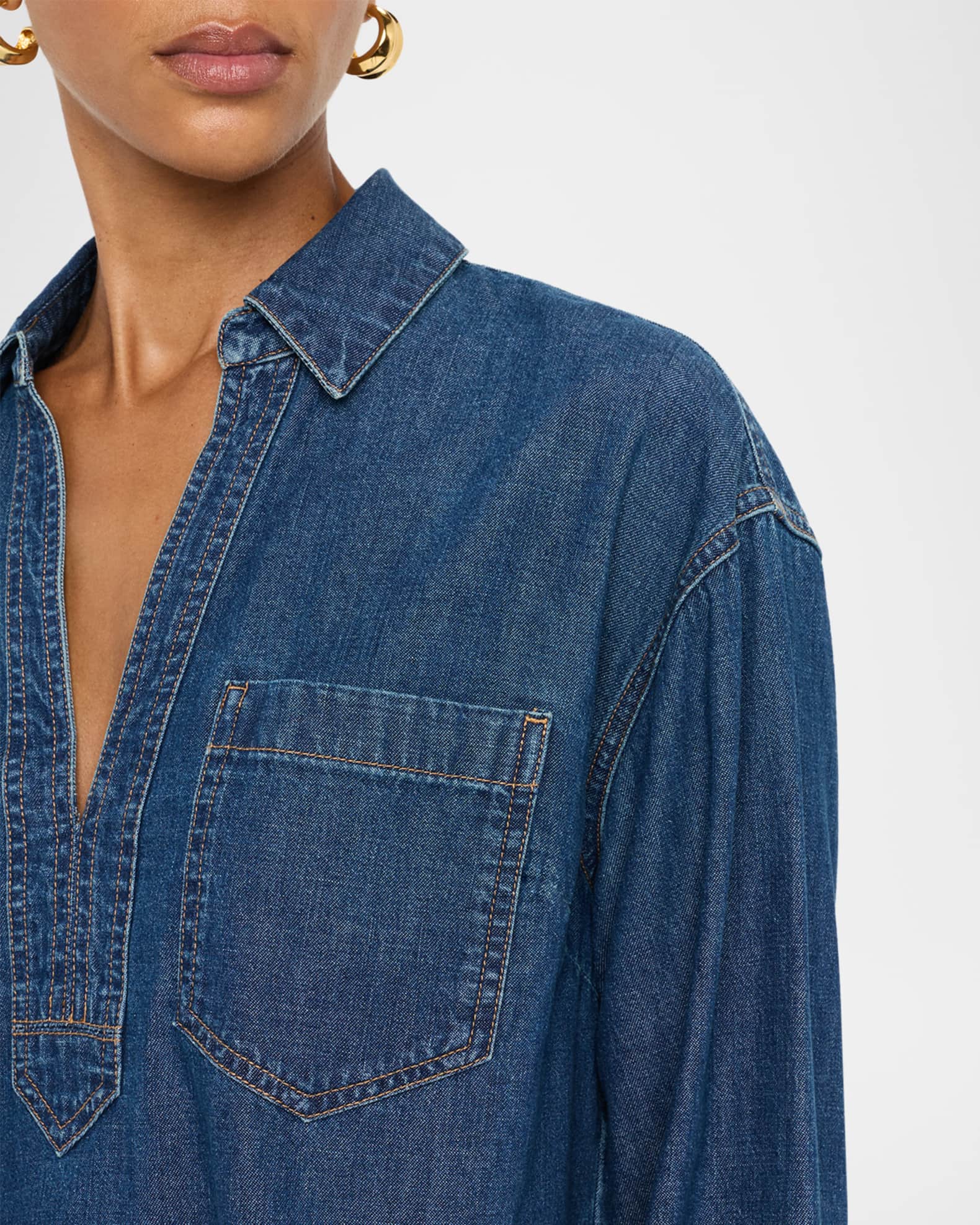 Khai Denim Popover Top