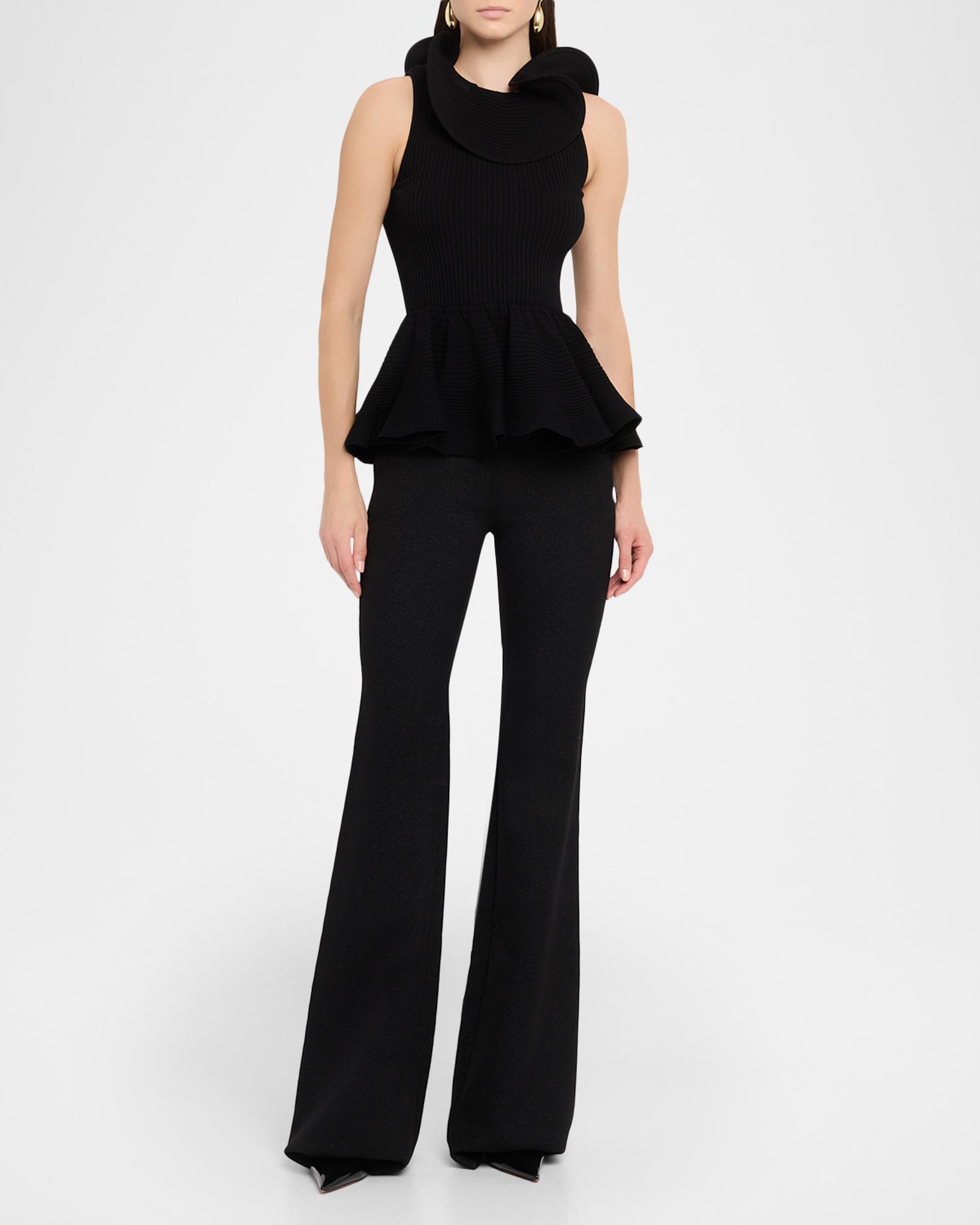 Giambattista Valli High-Rise Shimmering Flared Trousers | Neiman Marcus