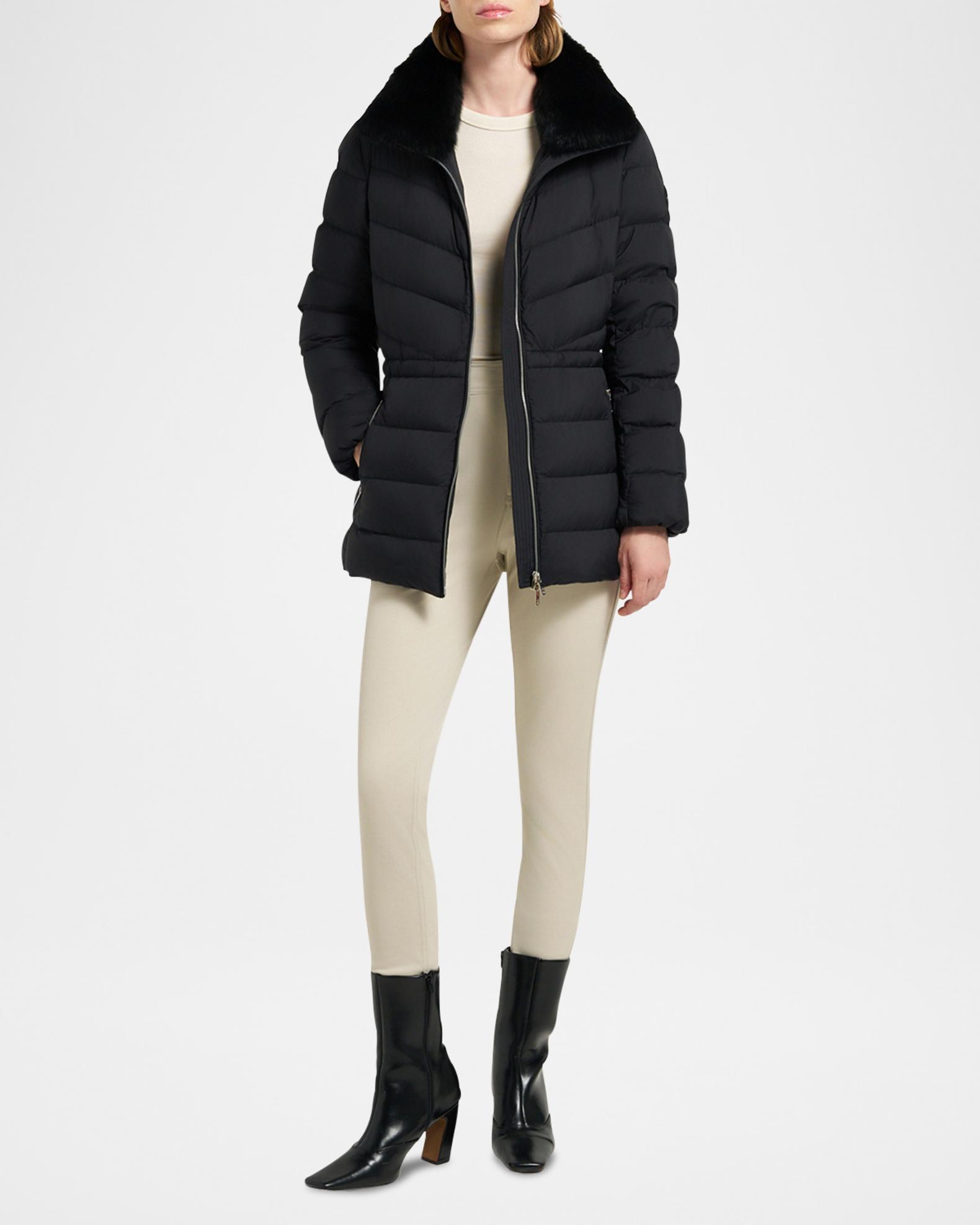 Belle Dune Down Puffer Jacket with Removable Shearling Collar 