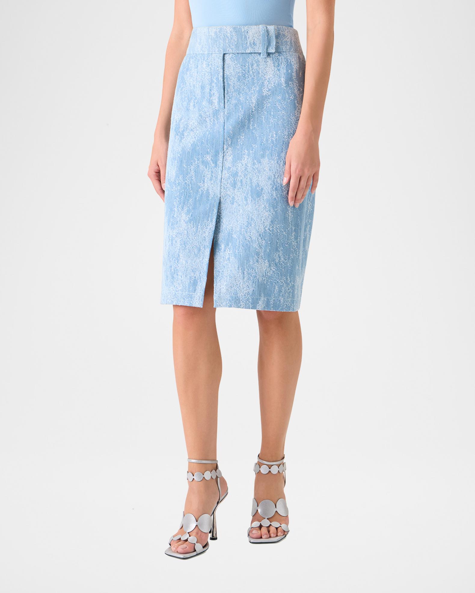 Akris punto Washed Jacquard Denim Pencil Skirt | Neiman Marcus