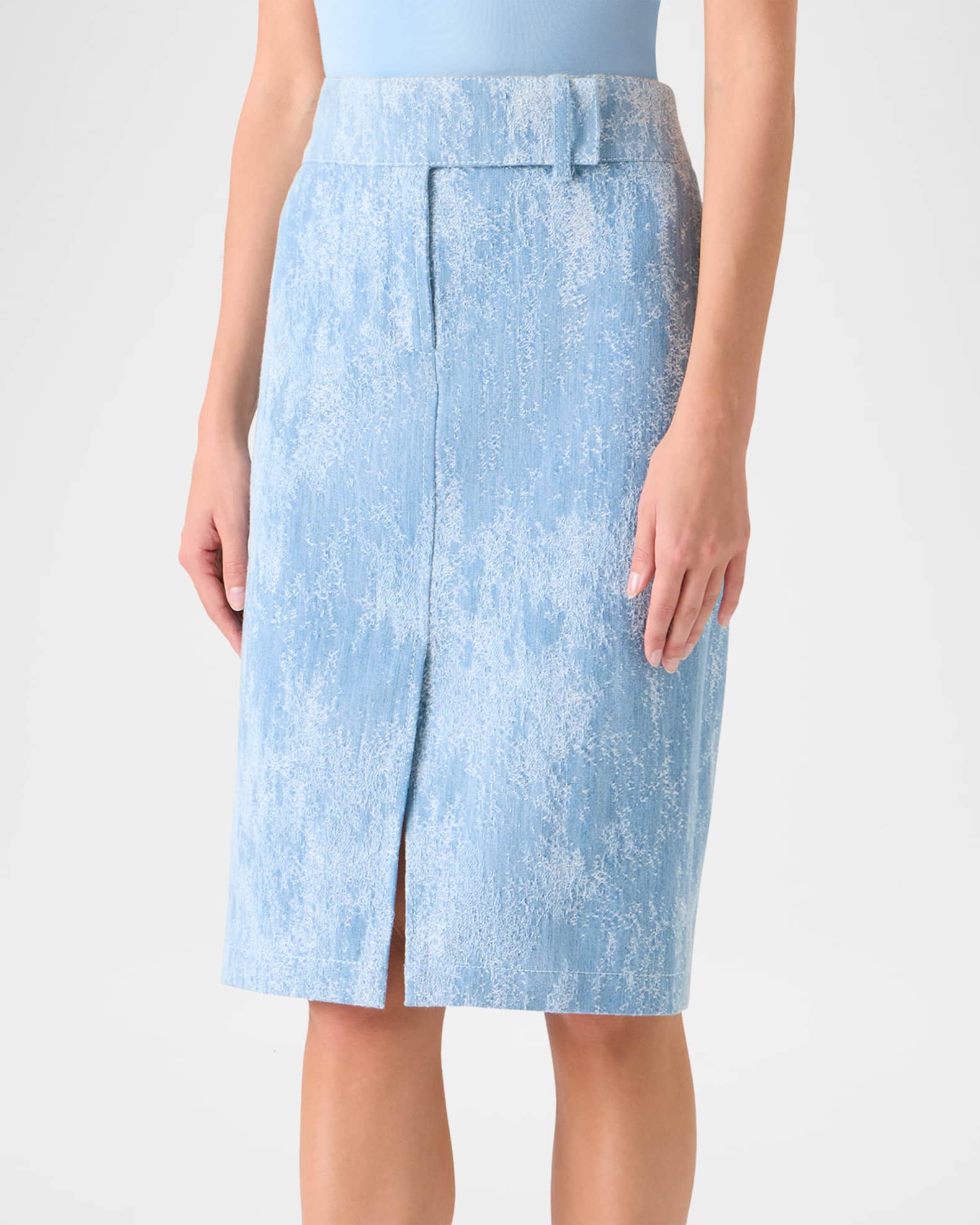 Akris punto Washed Jacquard Denim Pencil Skirt | Neiman Marcus