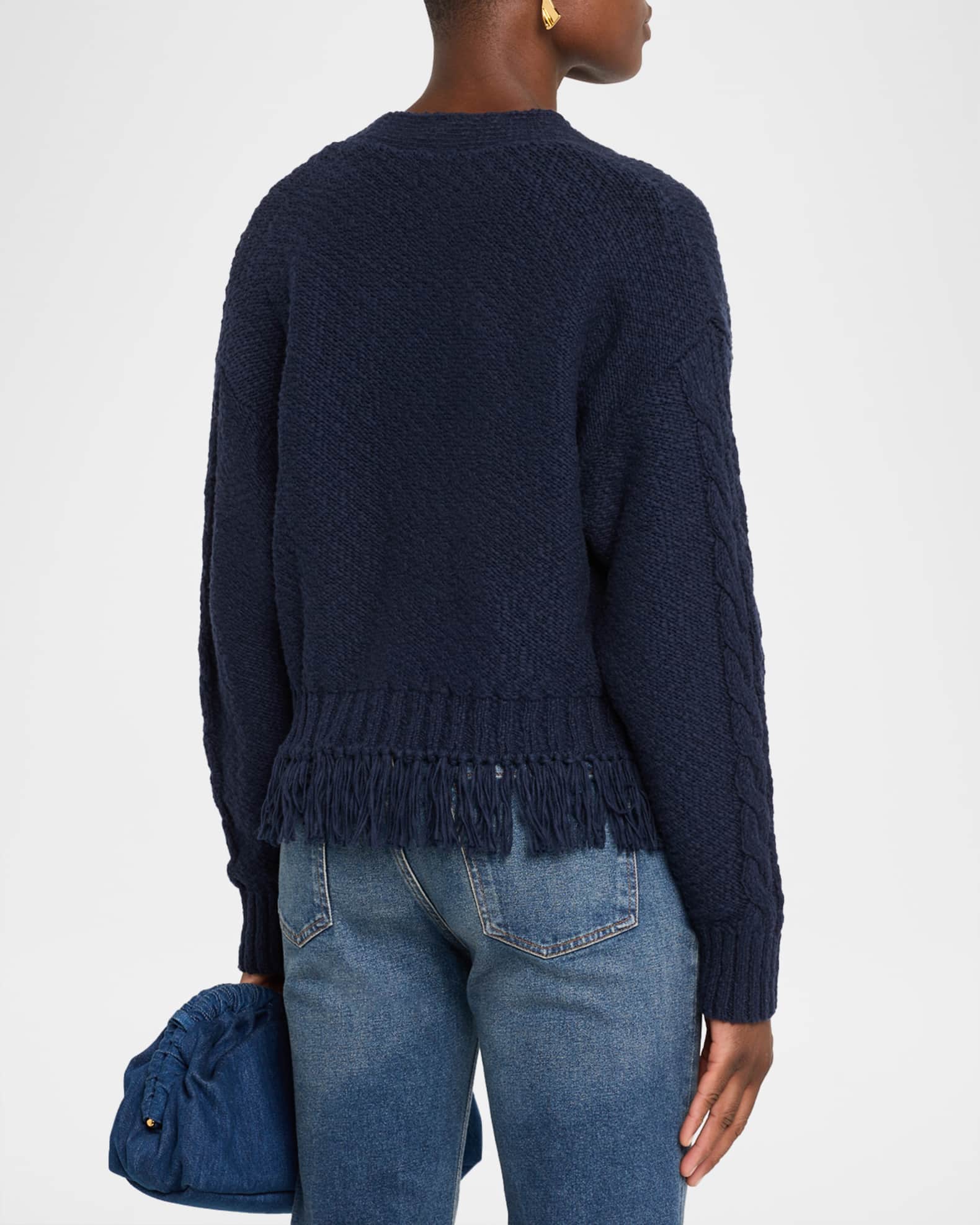 Autumn Cashmere Fringe-Hem Organic Cotton Knit Cardigan | Neiman