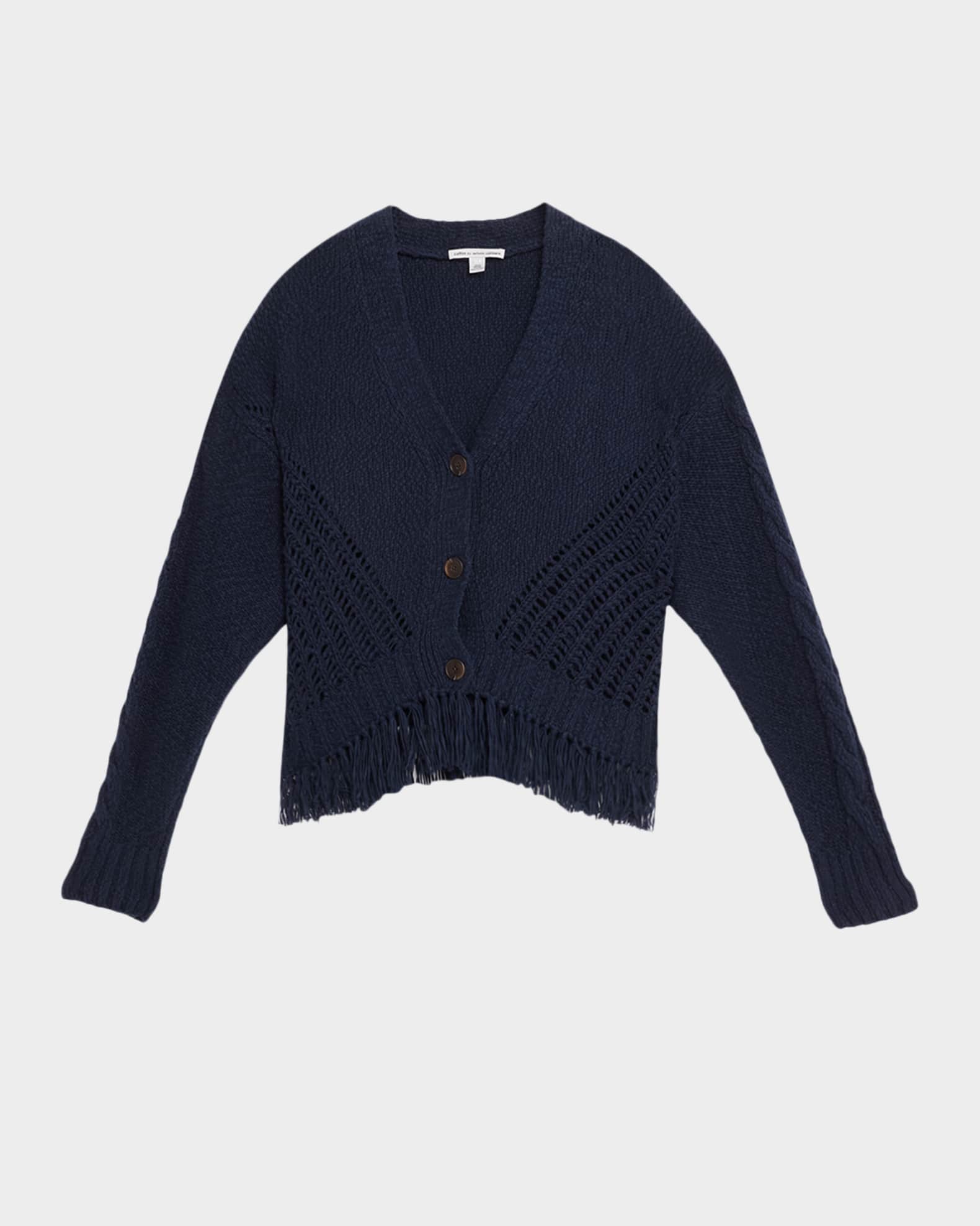 Autumn Cashmere Fringe-Hem Organic Cotton Knit Cardigan | Neiman