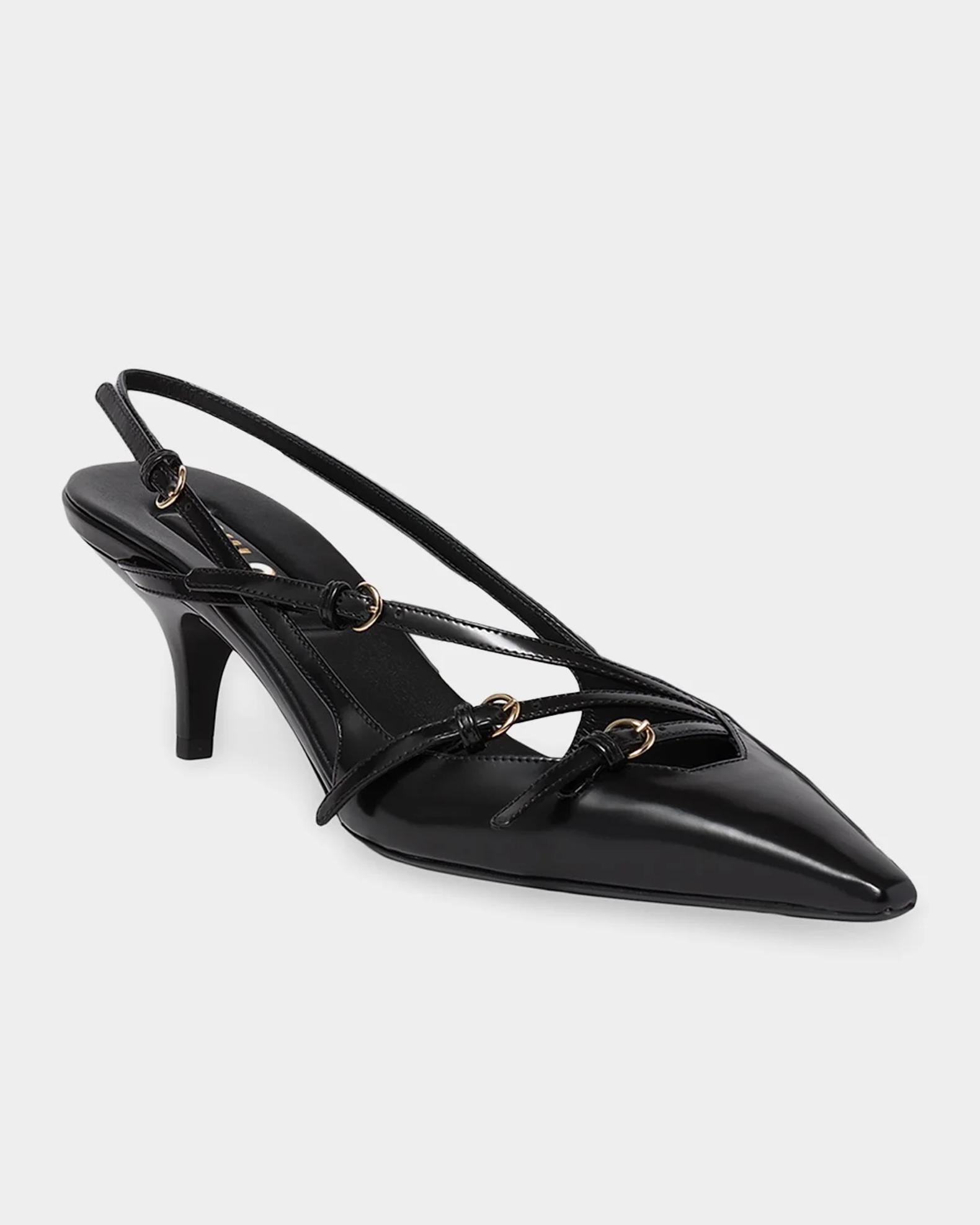 Miu Miu Multi-Buckle 55MM Leather Slingback Pumps | Neiman Marcus