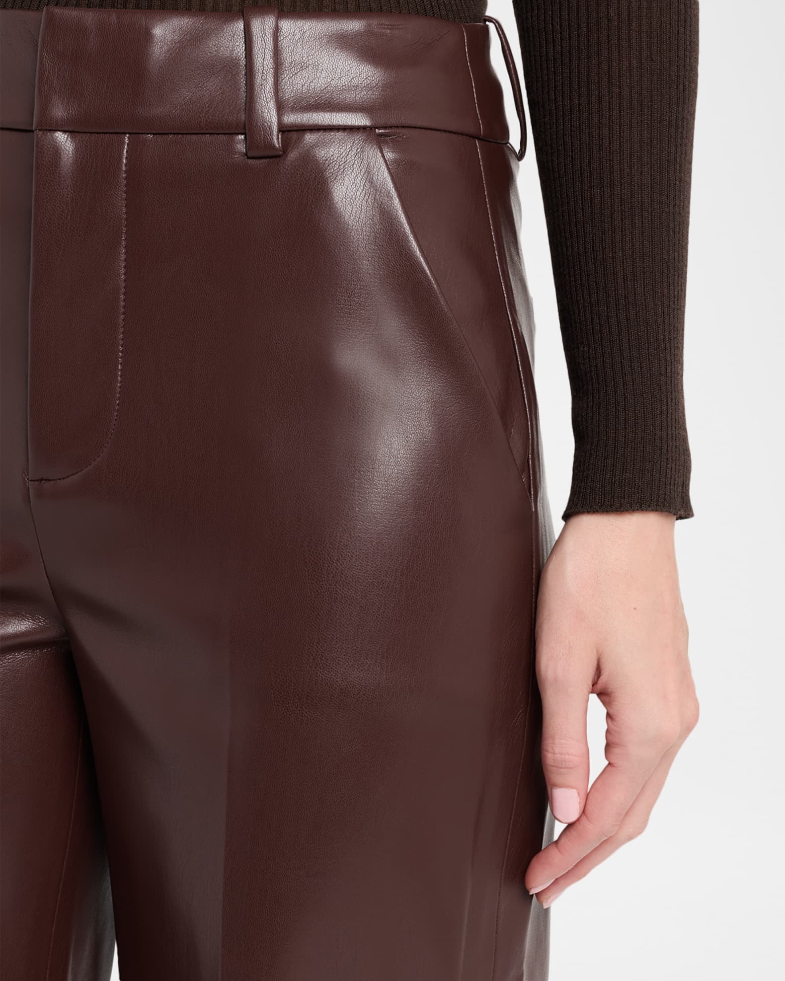 ALICE + OLIVIA Alexander High-Rise Vegan Leather Trousers | Neiman